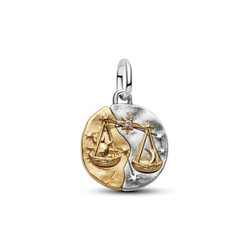 Libra Sterling Silver And 14K Gold-Plated Medallion With Clear Cubic Zirconia