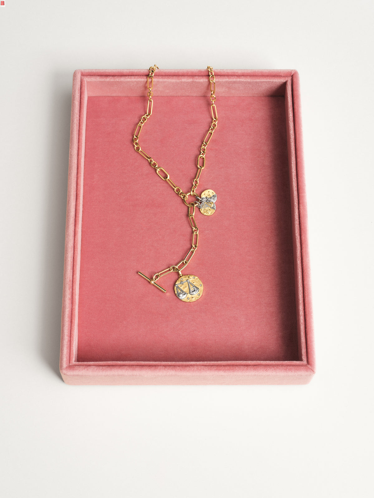 Libra Sterling Silver And 14K Gold-Plated Medallion With Clear Cubic Zirconia