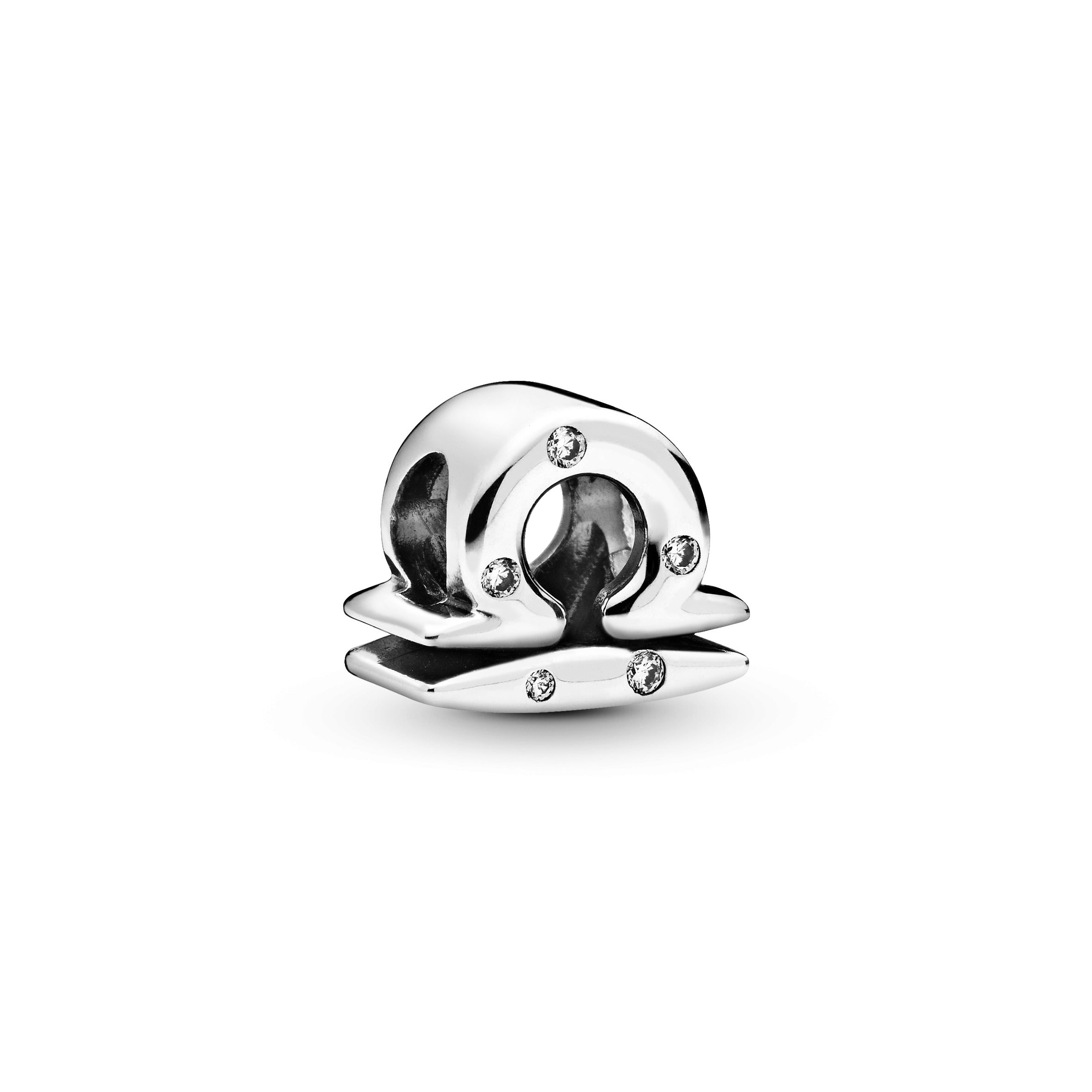 Libra Sterling Silver Charm With Clear Cubic Zirconia