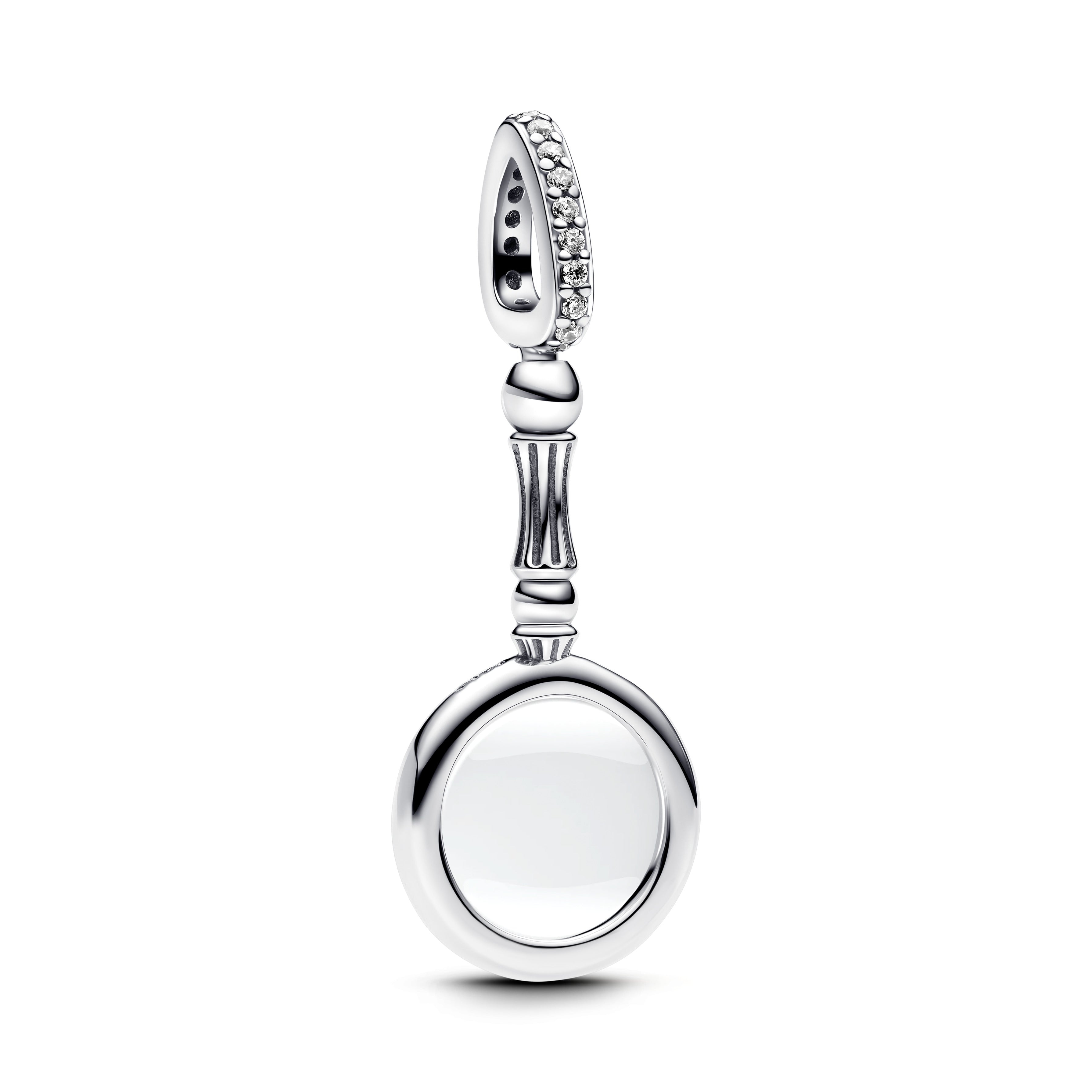 Loupe Sterling Silver Dangle With Clear Cubic Zirconia And Magnifying Glass