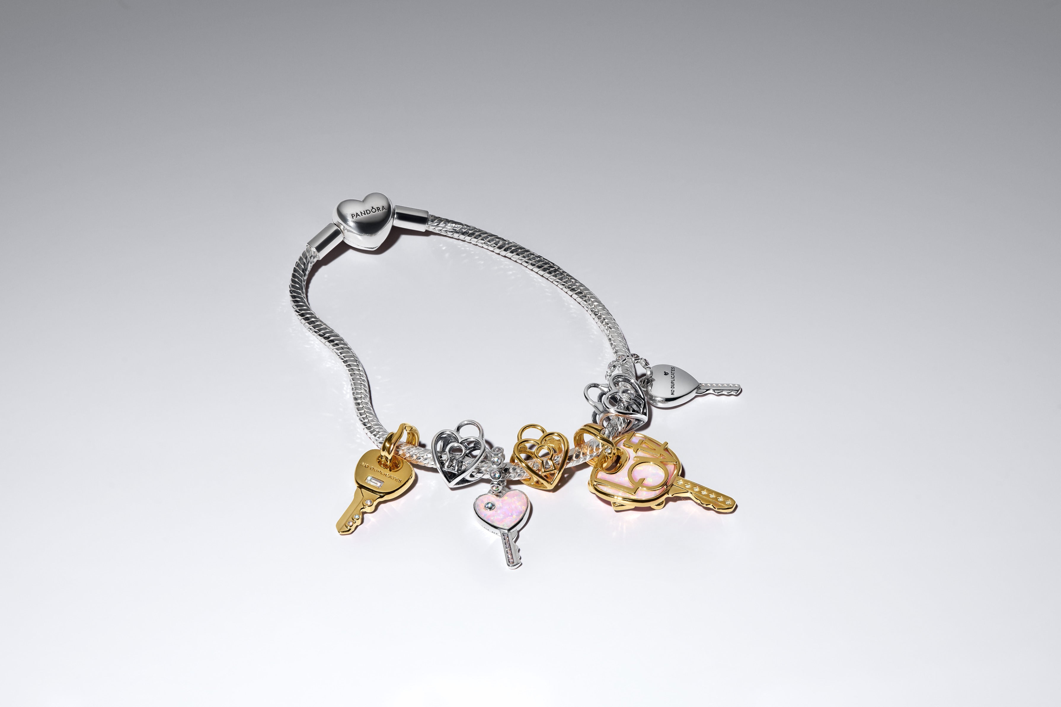 Love Key 14K Gold-Plated Dangle With Clear Cubic Zirconia And Lab-Created Pink Opal