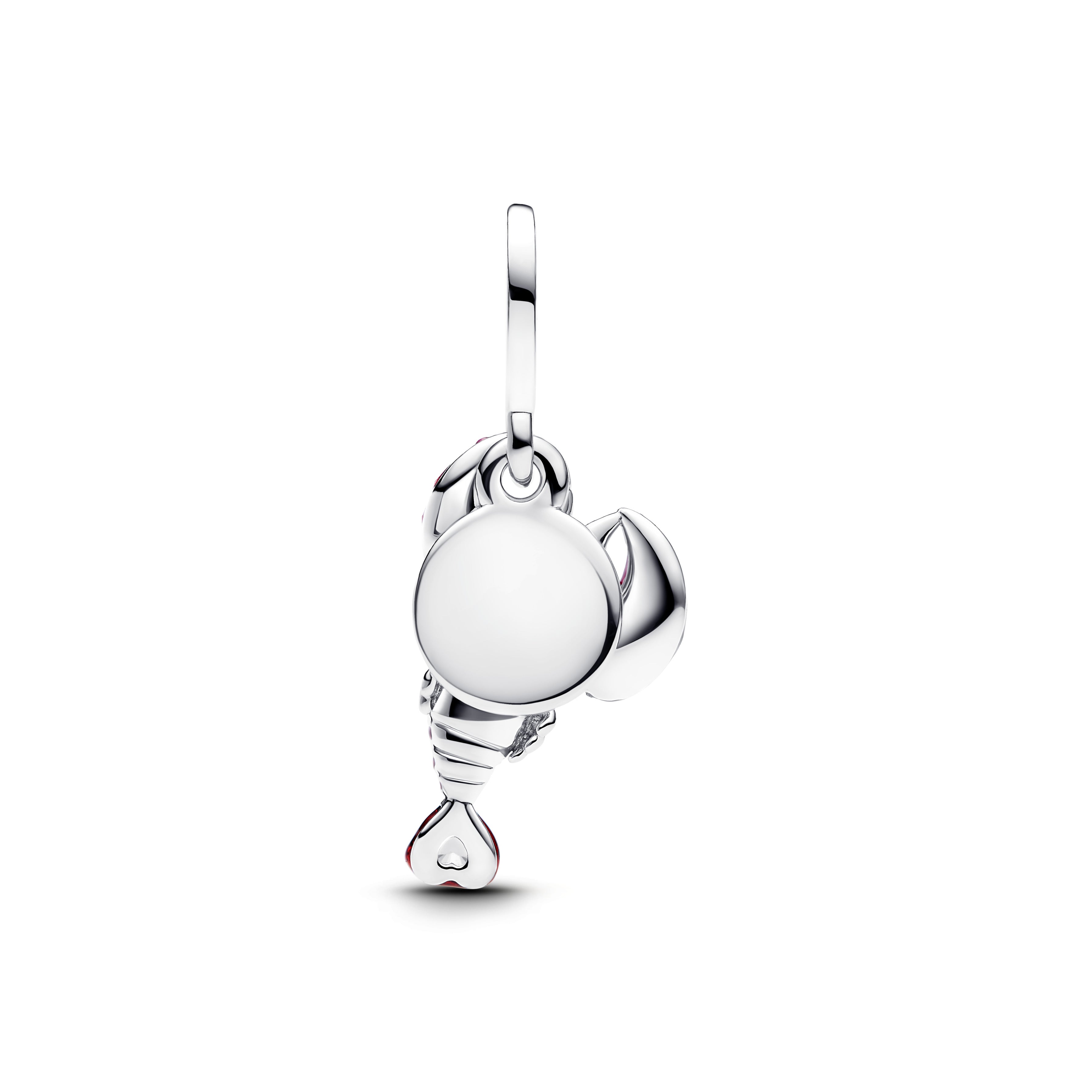 Love Lobster Sterling Silver Double Dangle With Clear Cubic Zirconia, Black, Glittery Red And Pink Enamel