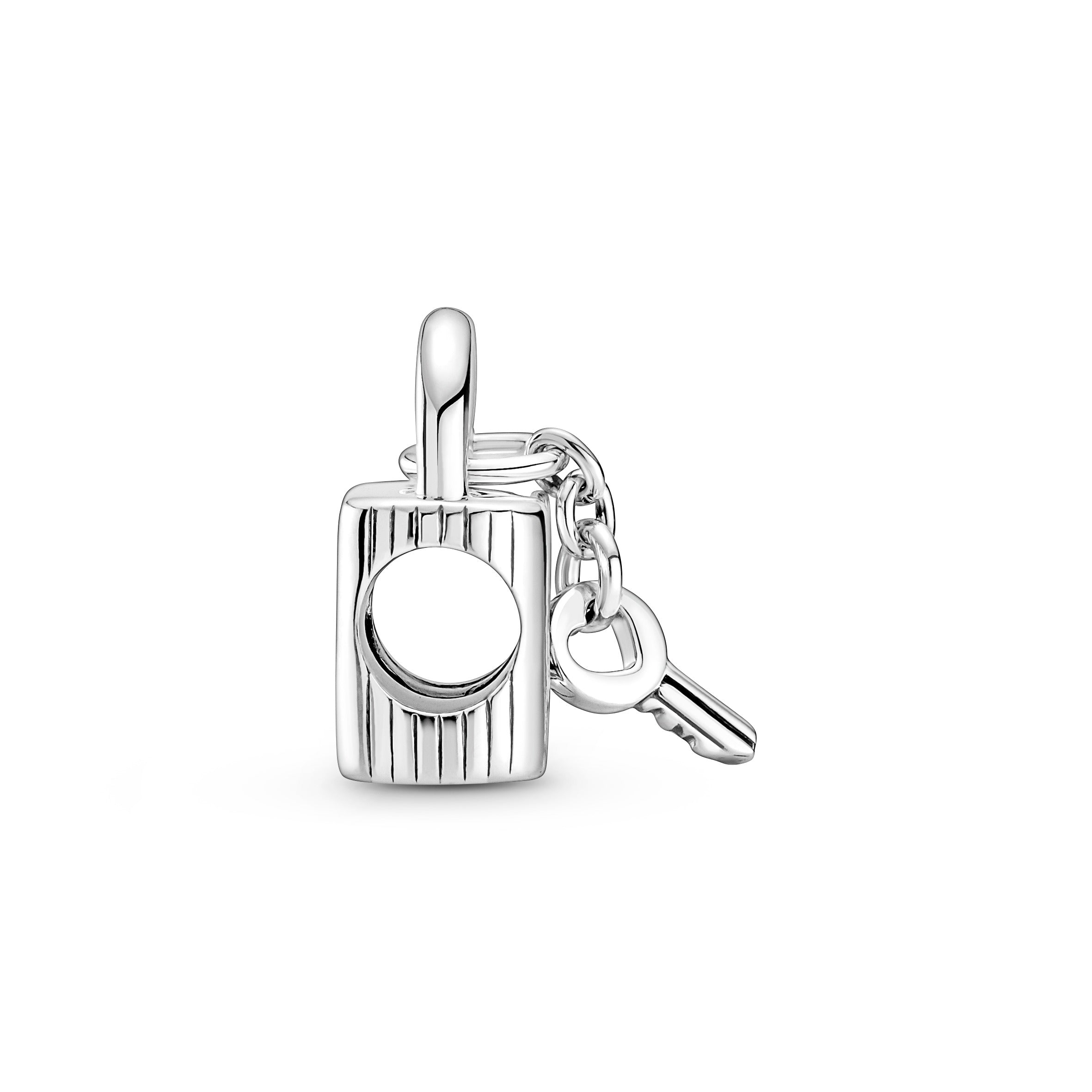 Love Padlock And Key Sterling Silver Charm With Black Enamel