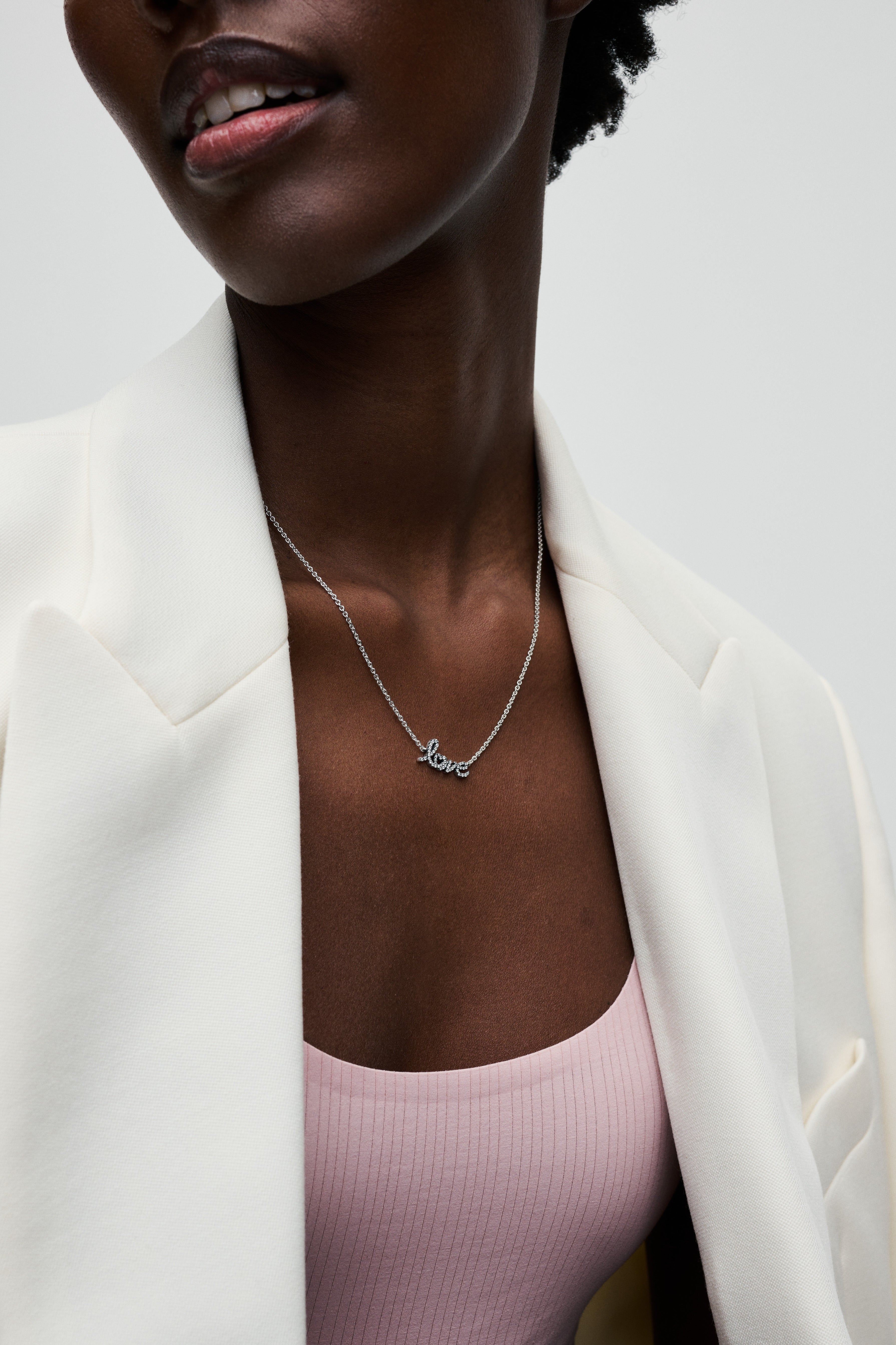 Love Sterling Silver Collier With Clear Cubic Zirconia