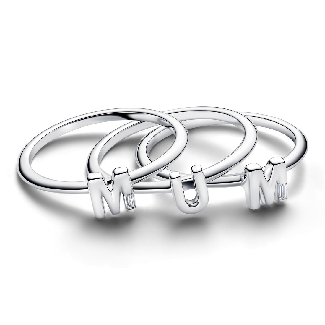 Mum Sterling Silver Splittable Ring With Clear Cubic Zirconia