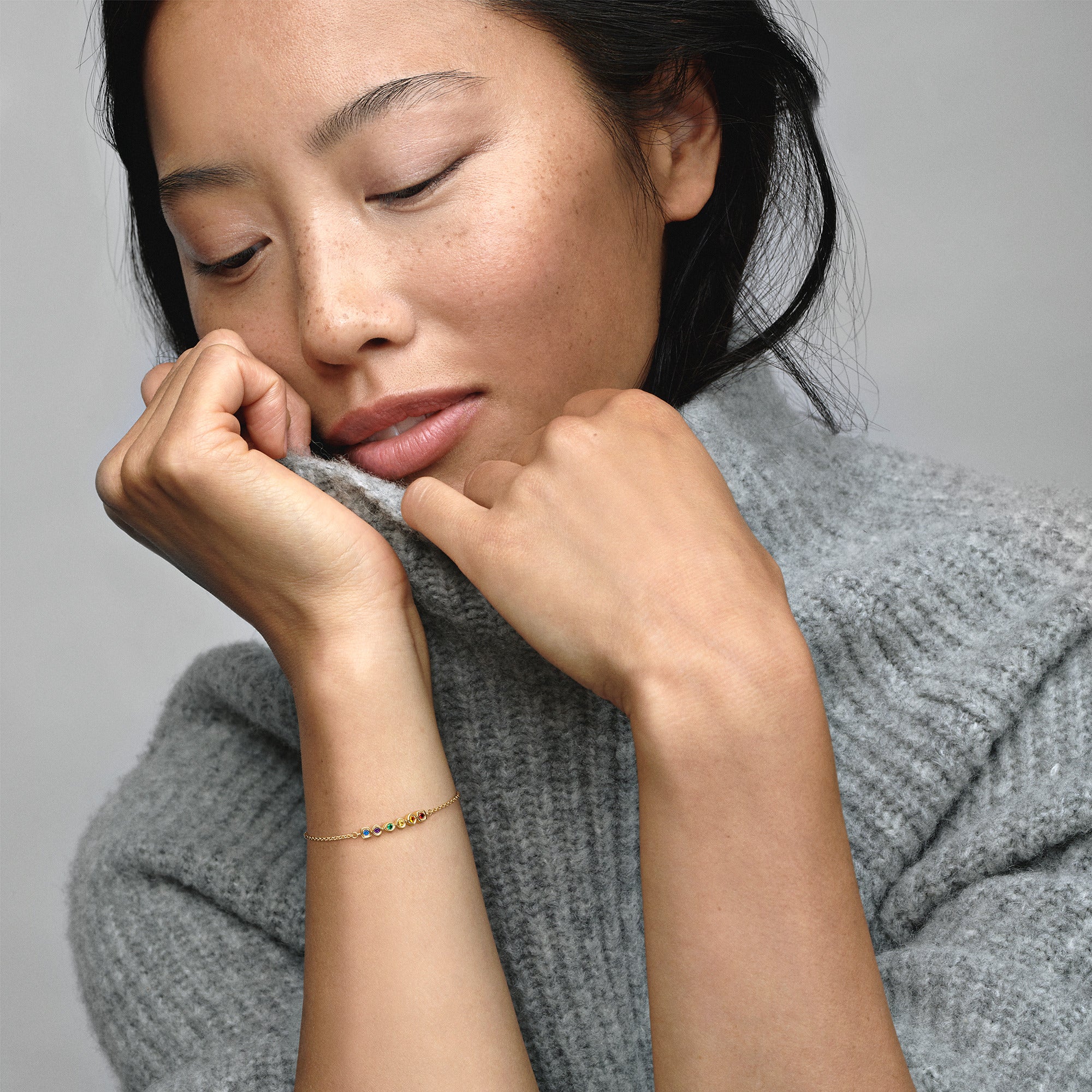 Marvel 14K Gold-Plated Bracelet With Red, Orange, Yellow, Green, Purple And Blue Crystal