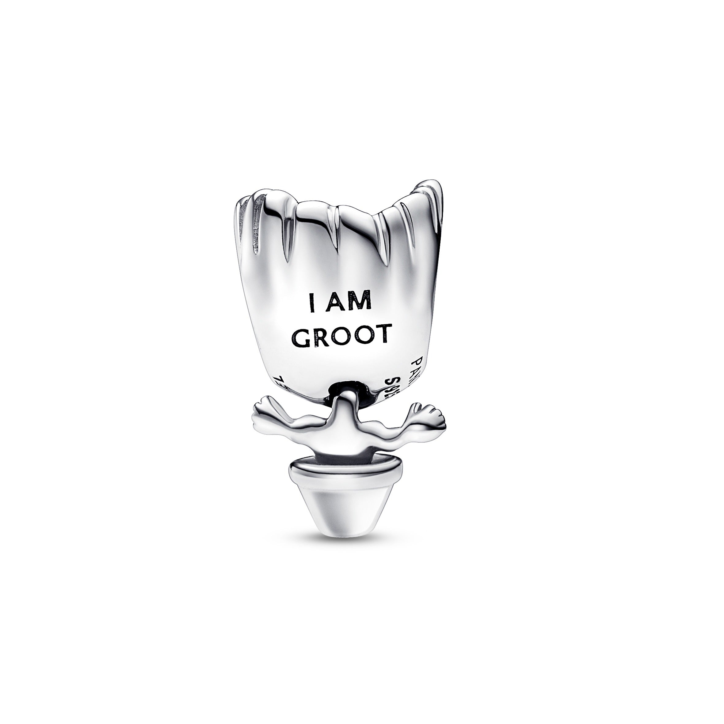 Marvel Baby Groot Sterling Silver Charm With Brown Crystal