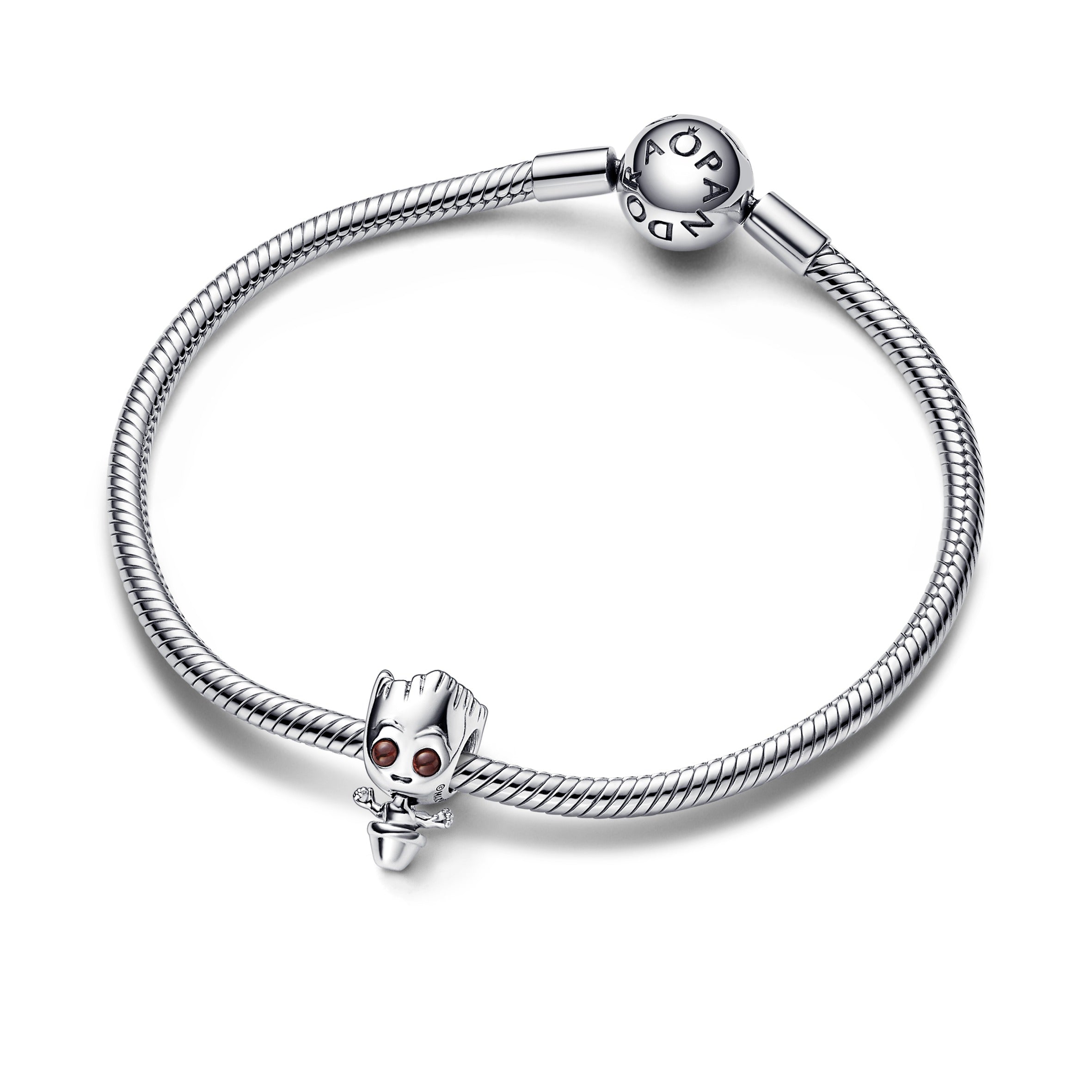 Marvel Baby Groot Sterling Silver Charm With Brown Crystal