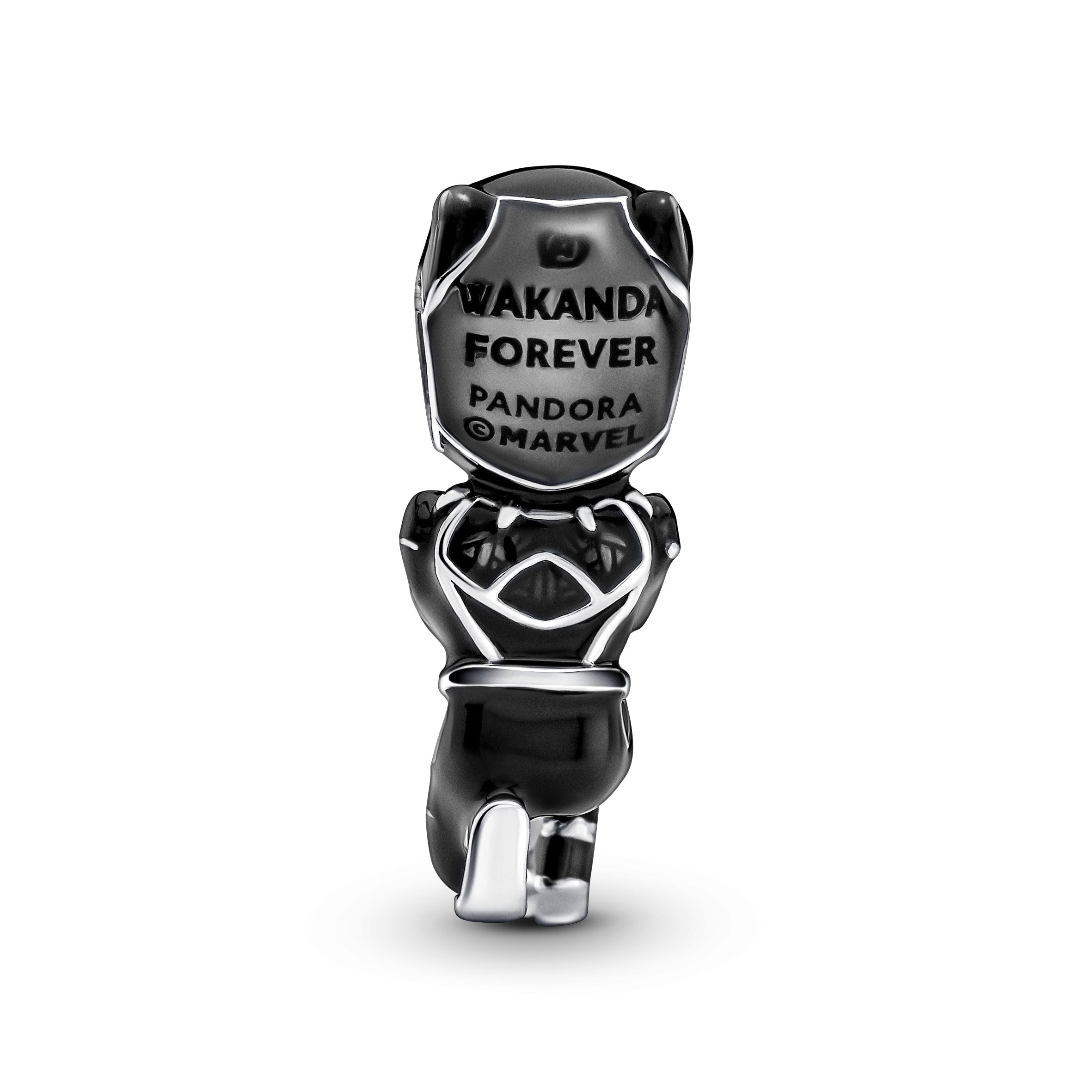 Marvel Black Panther Sterling Silver Charm With Black Enamel