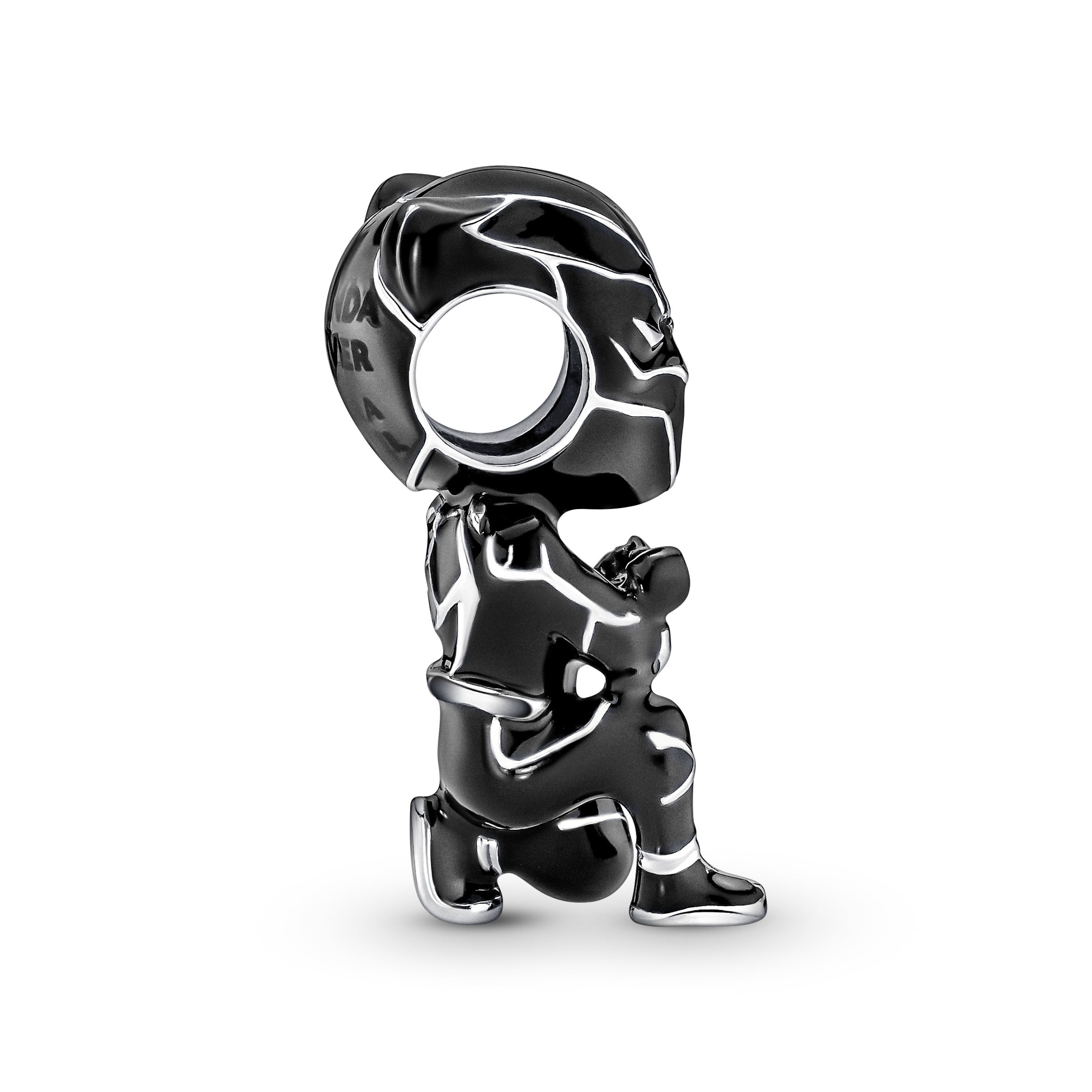 Marvel Black Panther Sterling Silver Charm With Black Enamel