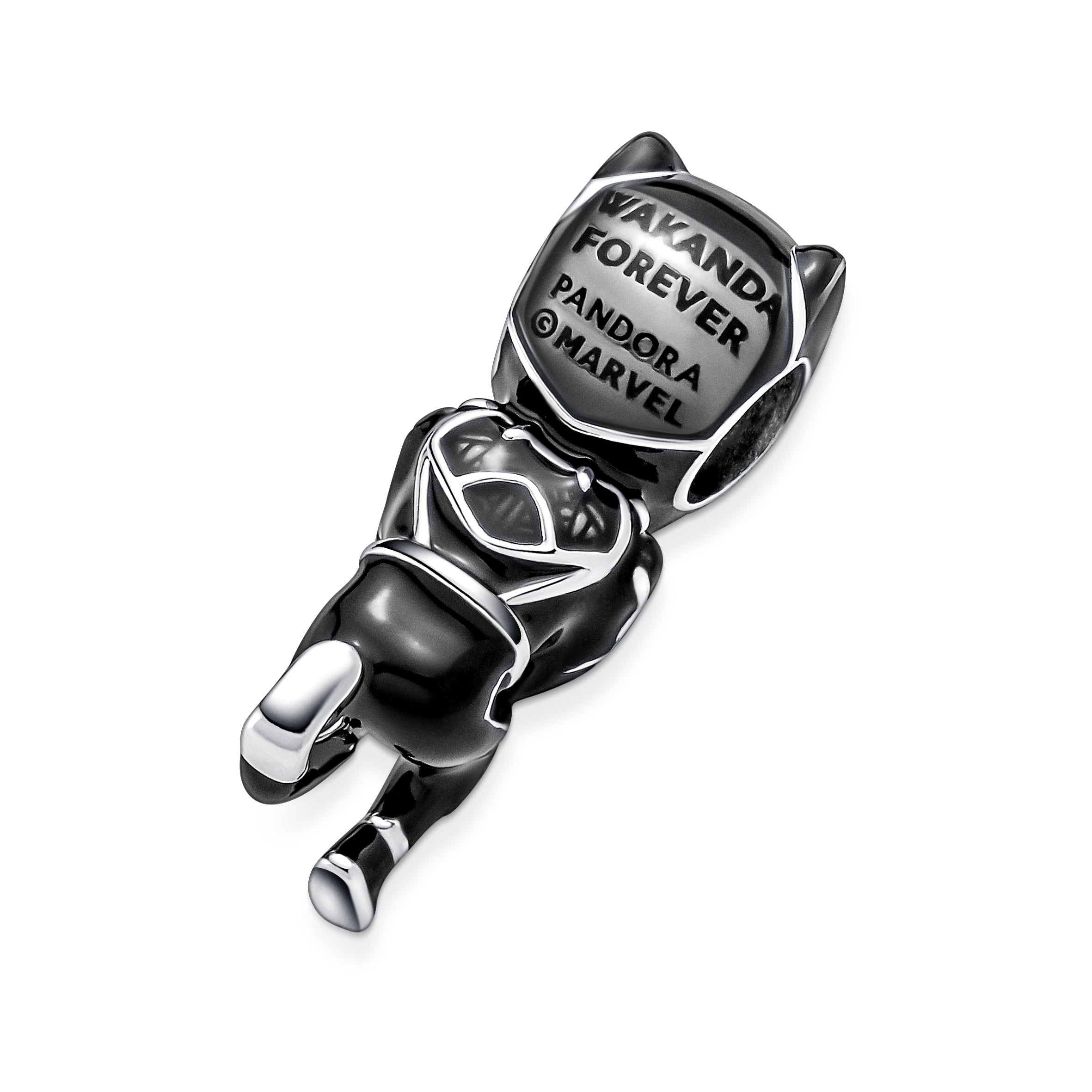 Marvel Black Panther Sterling Silver Charm With Black Enamel