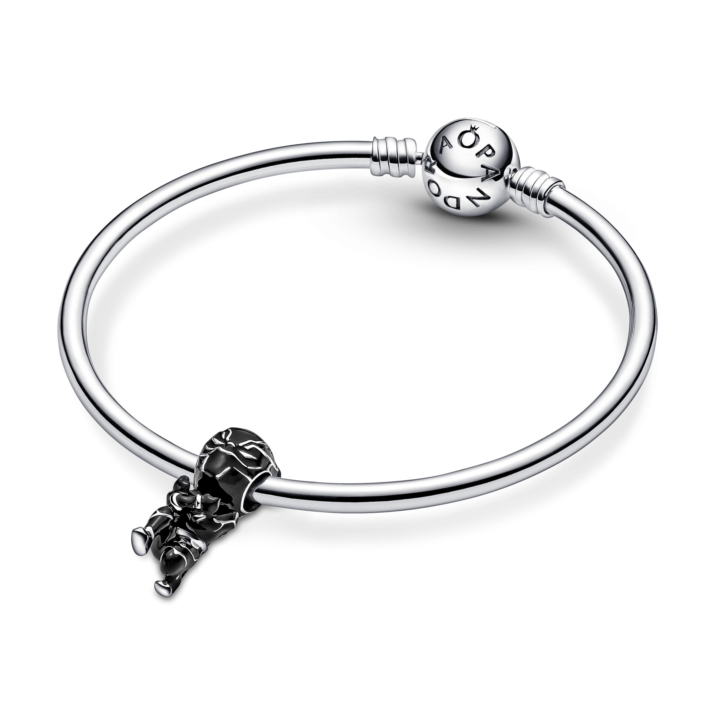 Marvel Black Panther Sterling Silver Charm With Black Enamel