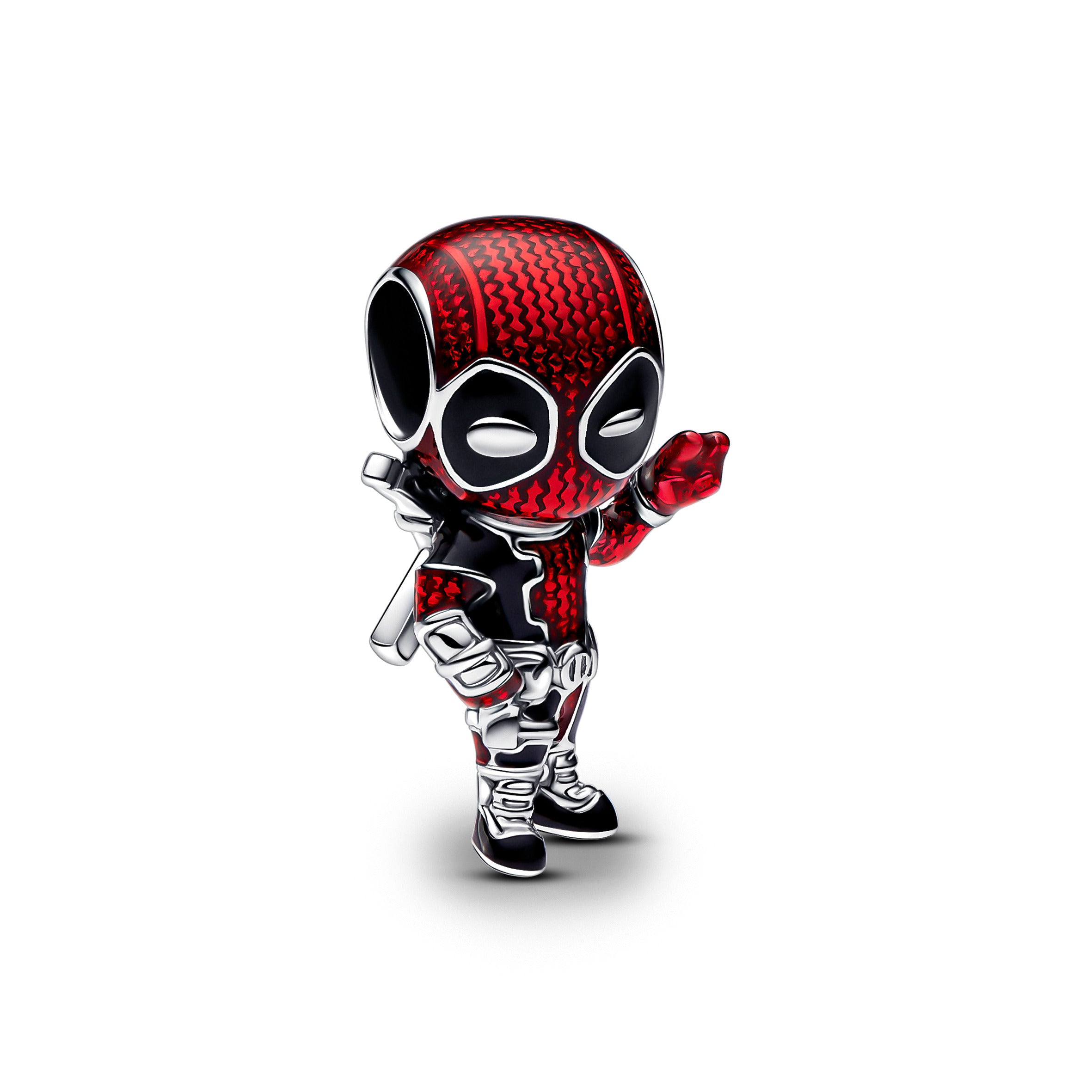Marvel Deadpool Sterling Silver Charm With Red And Black Enamel