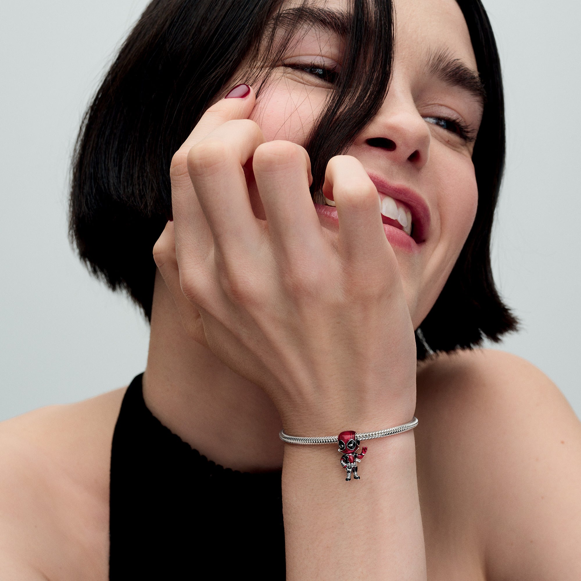 Marvel Deadpool Sterling Silver Charm With Red And Black Enamel