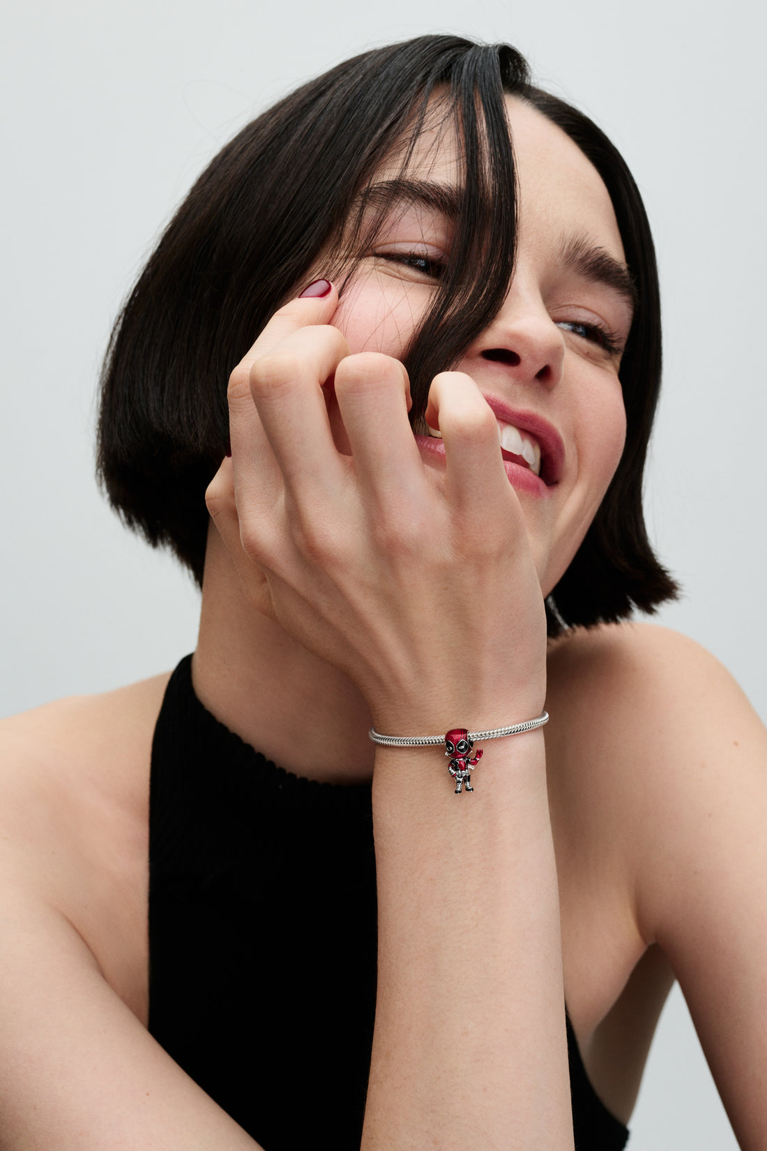 Marvel Deadpool Sterling Silver Charm With Red And Black Enamel