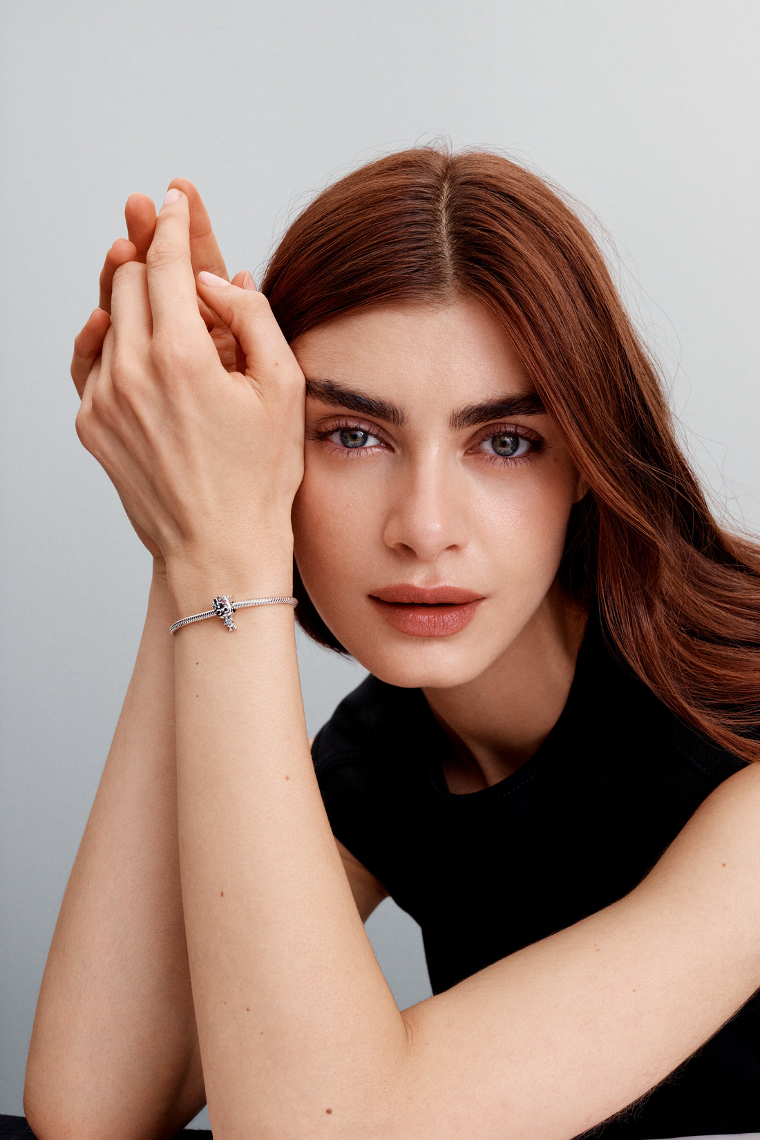 Marvel Groot Sterling Silver Charm With Clear And Red Cubic Zirconia, Blue, Green And Yellow Crystal And Black Enamel