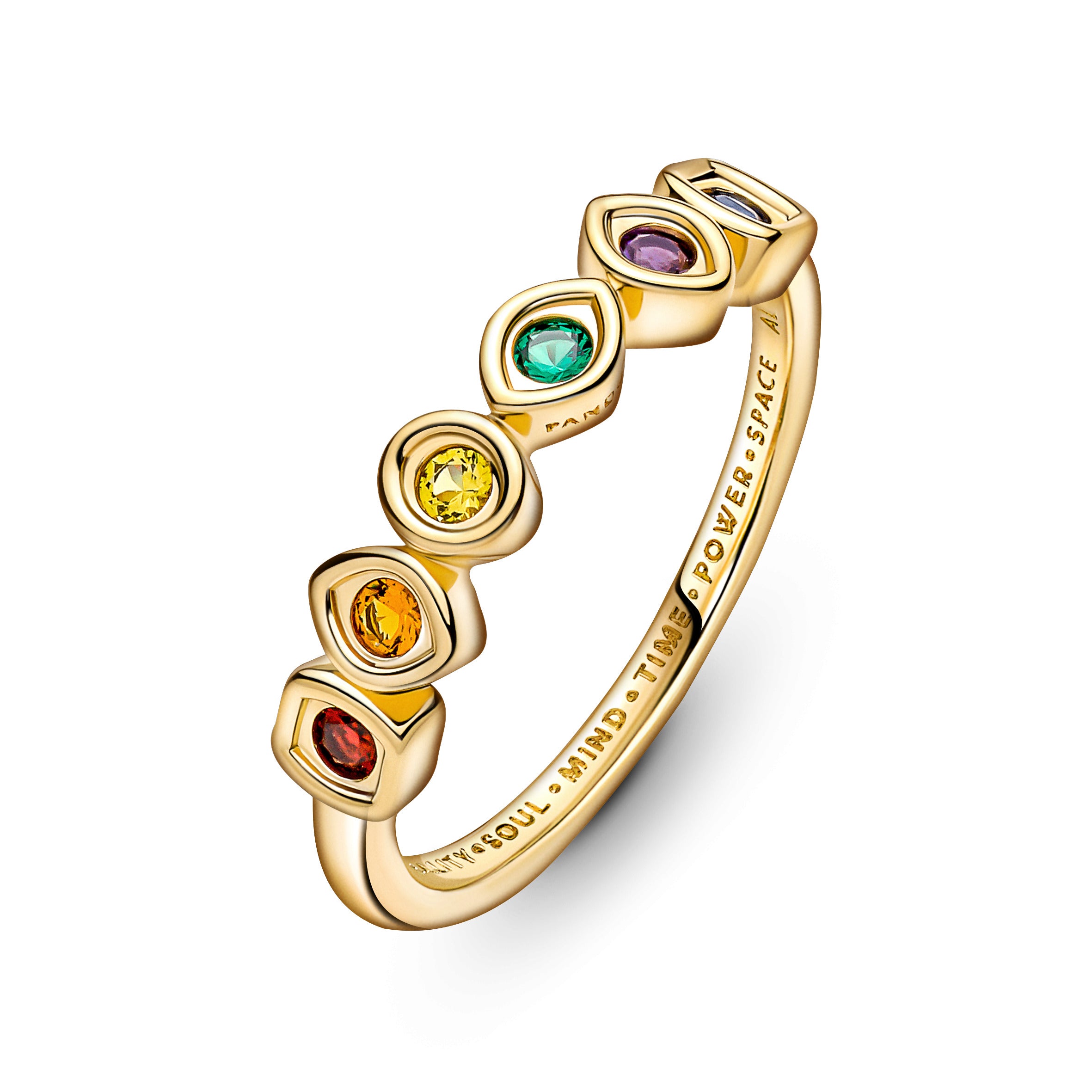 Marvel Infinity 14K Gold-Plated Ring With Royal Green, Royal Blue, Salsa Red, Royal Purple, Honey Coloured And Yellow Crystal