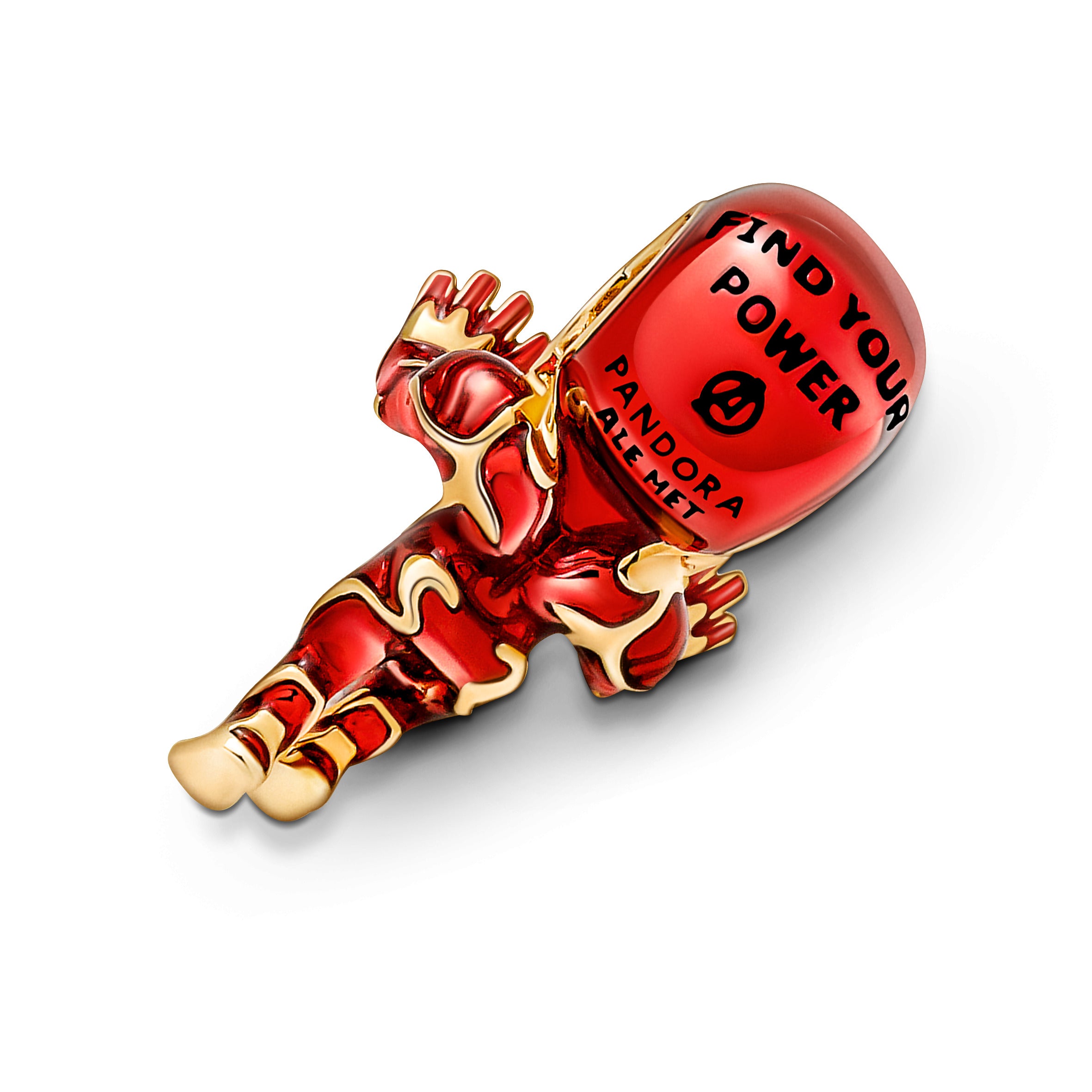 Marvel Iron Man 14K Gold-Plated Charm With Clear Cubic Zirconia, Red, Black And White Enamel