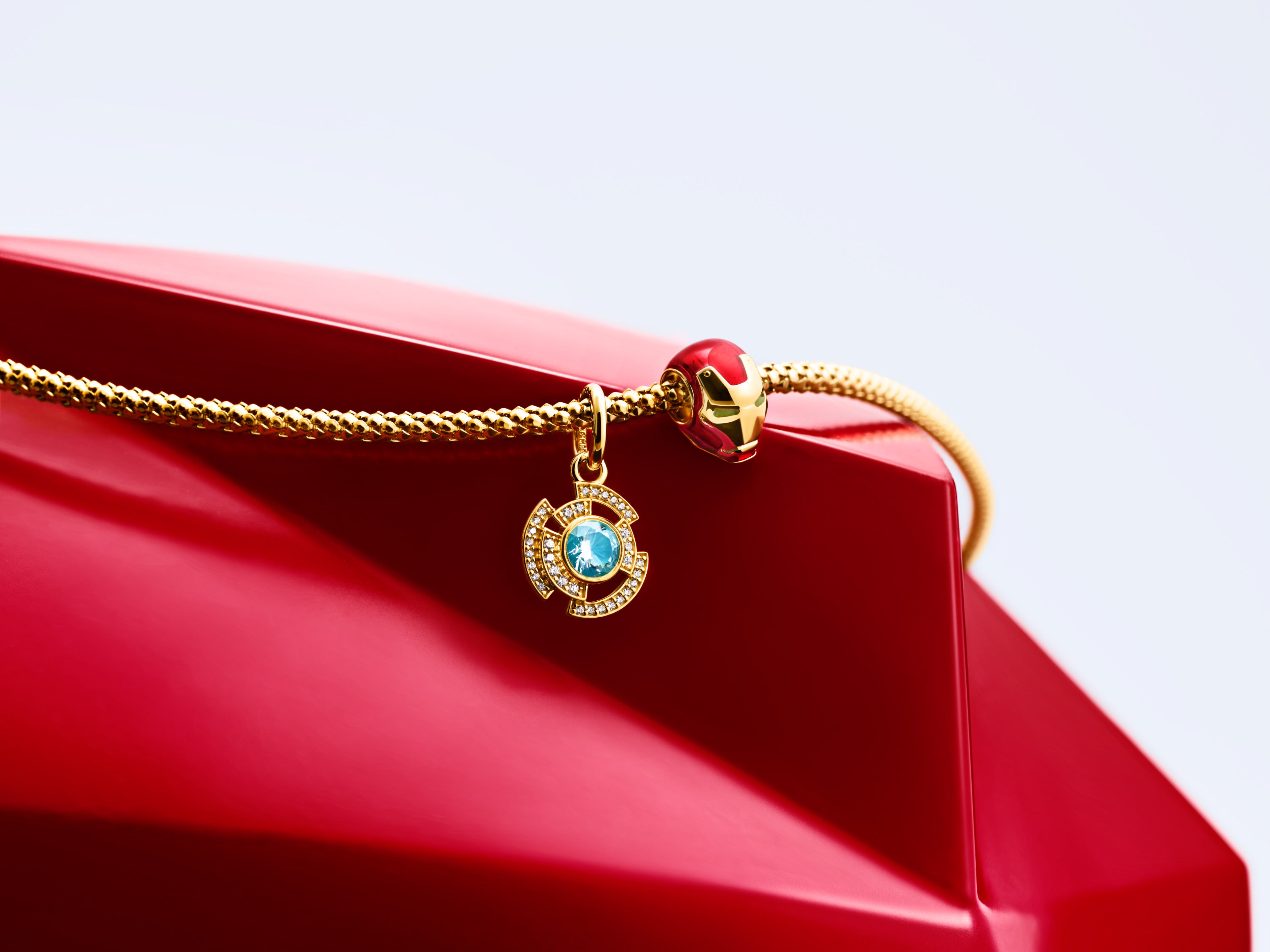 Marvel Iron Man 14K Gold-Plated Charm With Glow In The Dark And Red Enamel