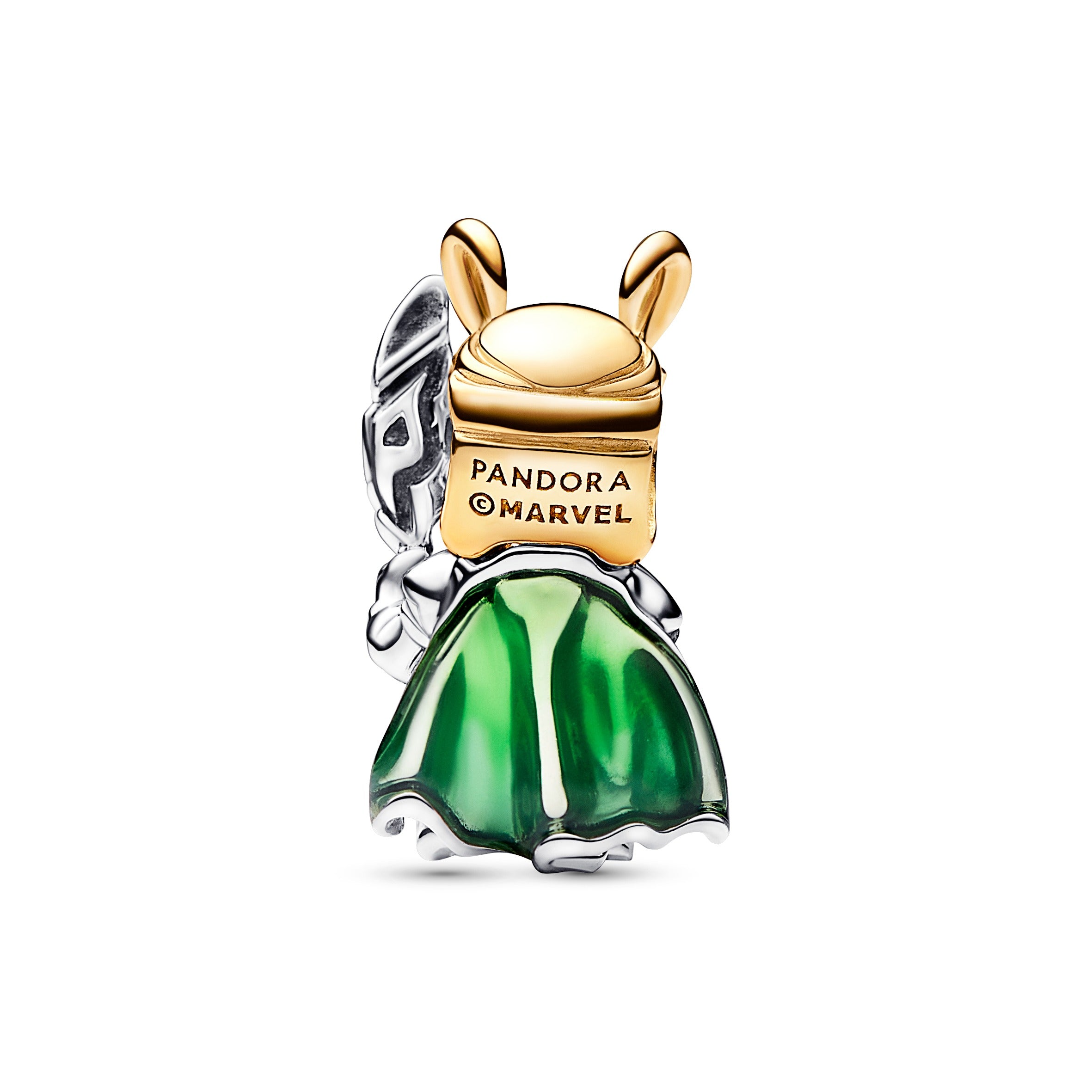 Marvel Loki Sterling Silver And 14K Gold-Plated Charm With Transparent Green And Black Enamel