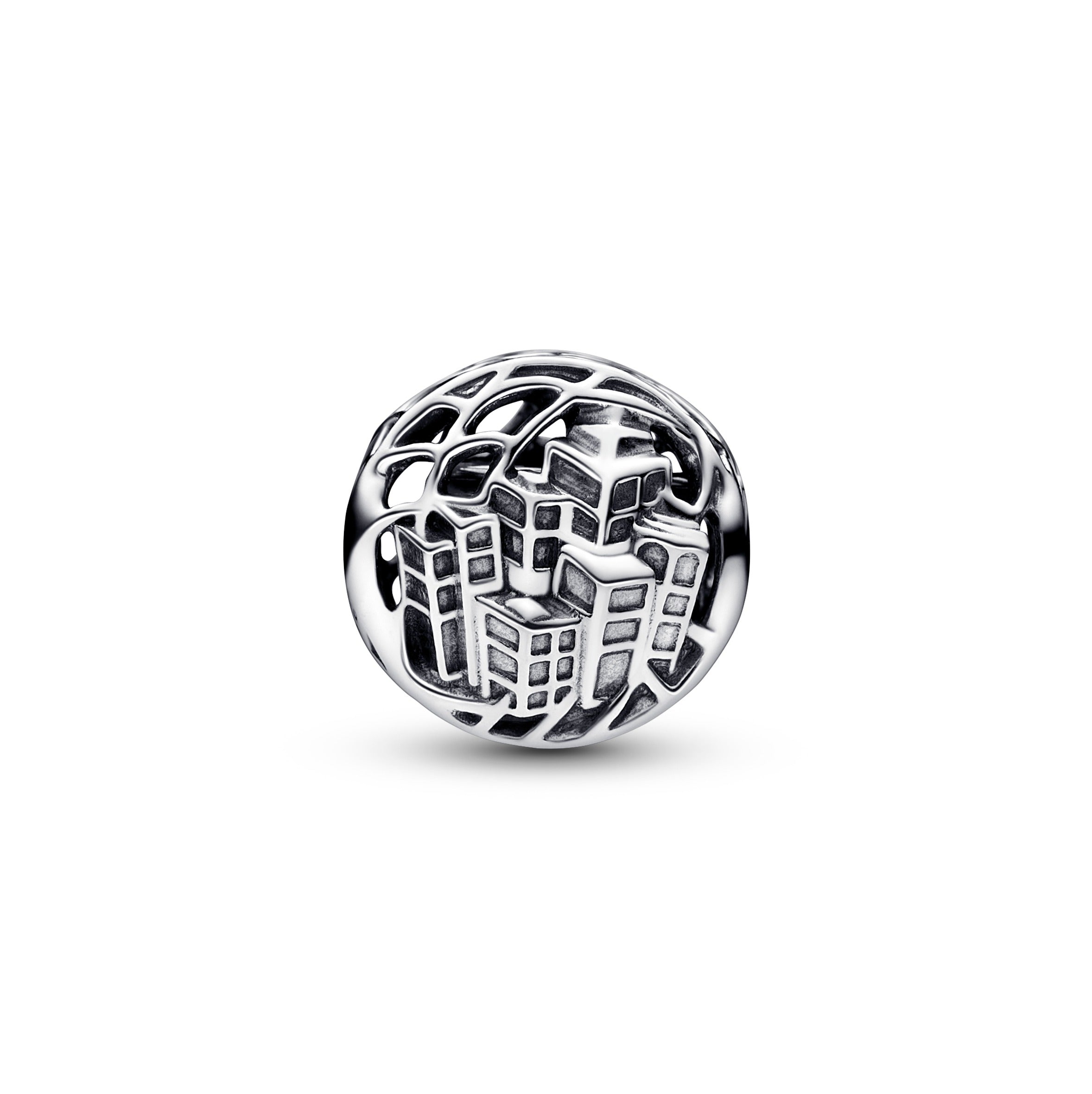 Marvel Spider-Man Sterling Silver Charm With Black And Transparent Red Enamel