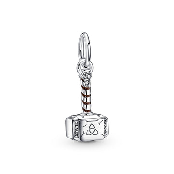 Marvel Thors Hammer Sterling Silver Dangle With Brown Enamel