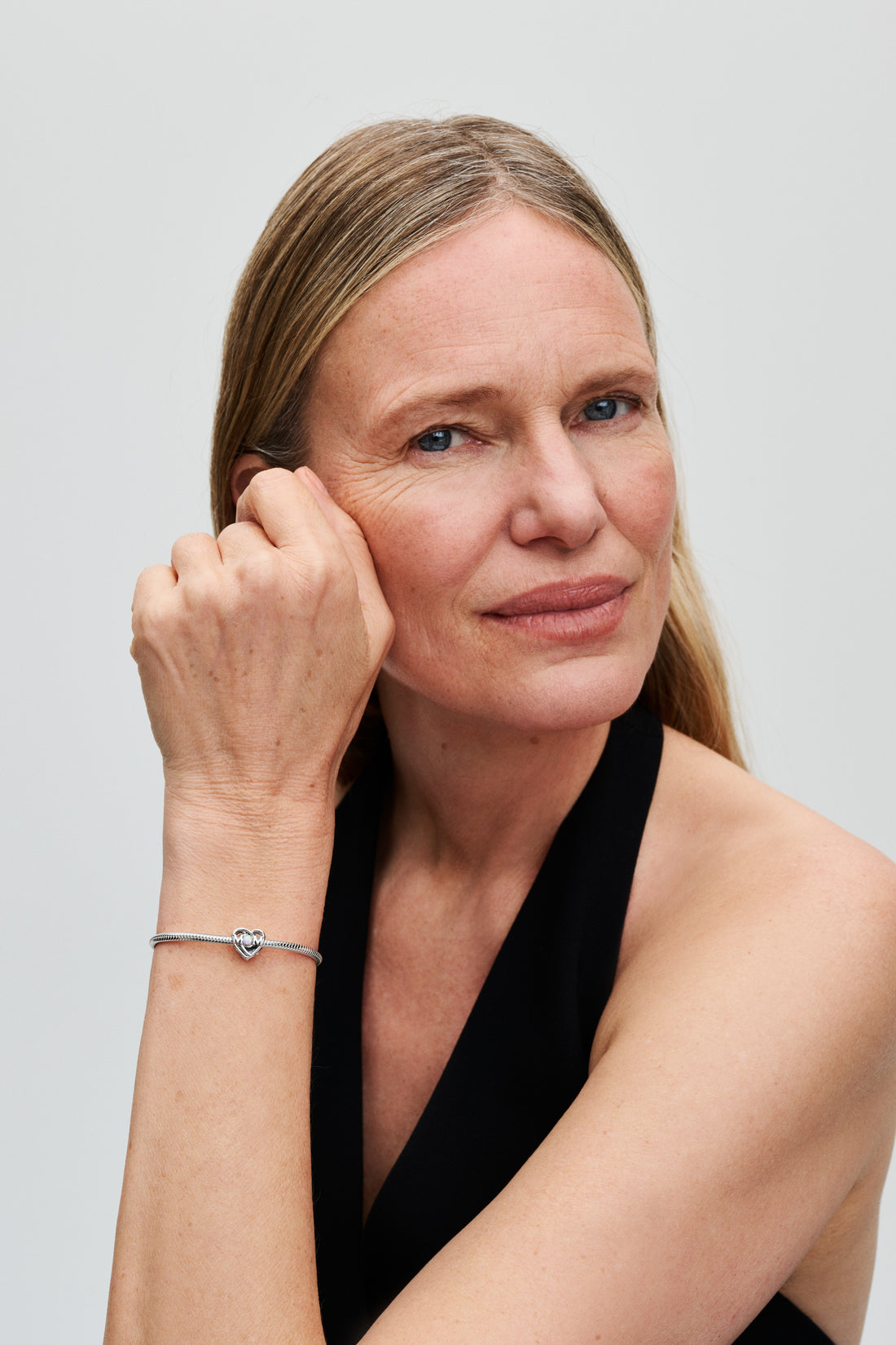 Mom Heart Sterling Silver Charm With Pink Lab-Created Opal