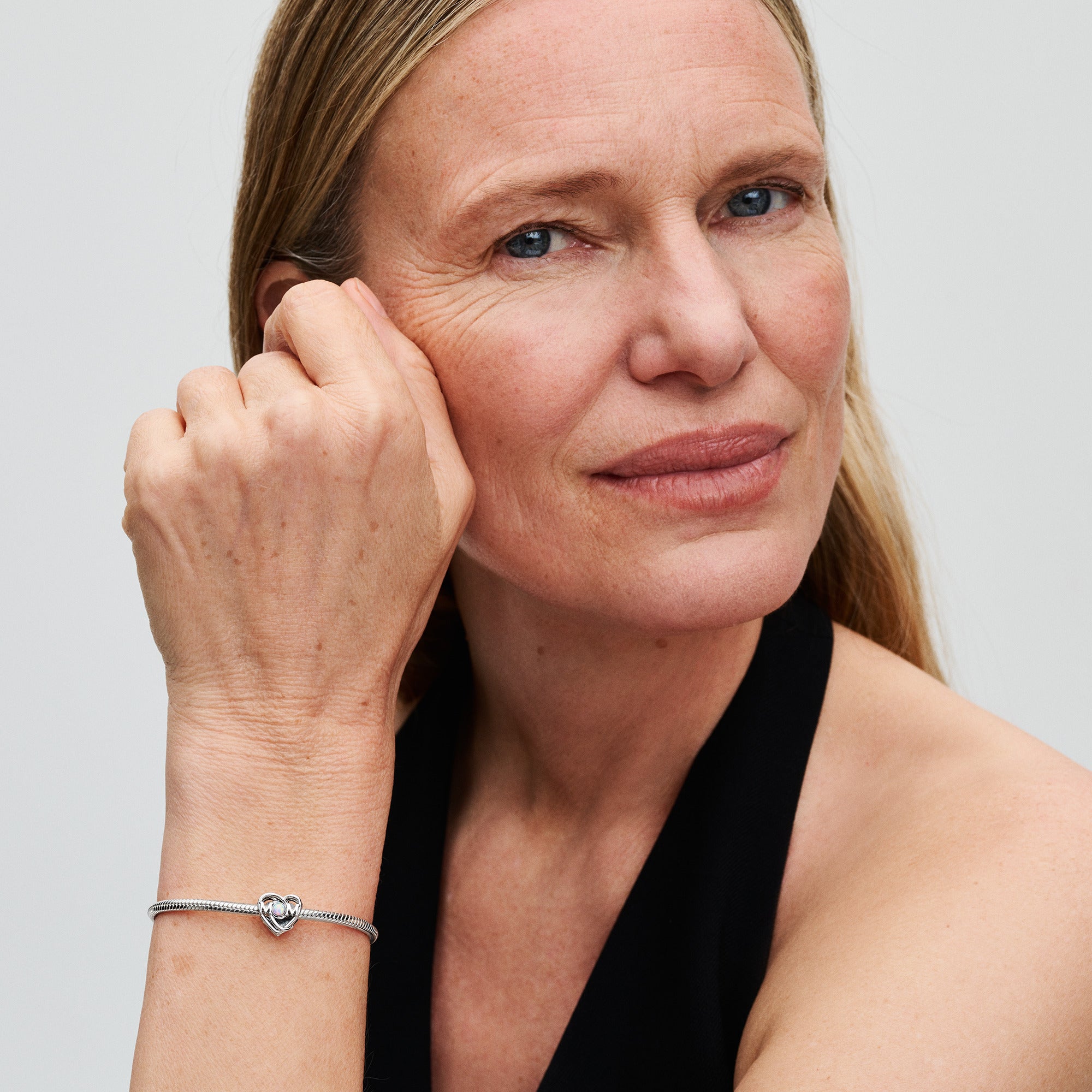 Mom Heart Sterling Silver Charm With Pink Lab-Created Opal