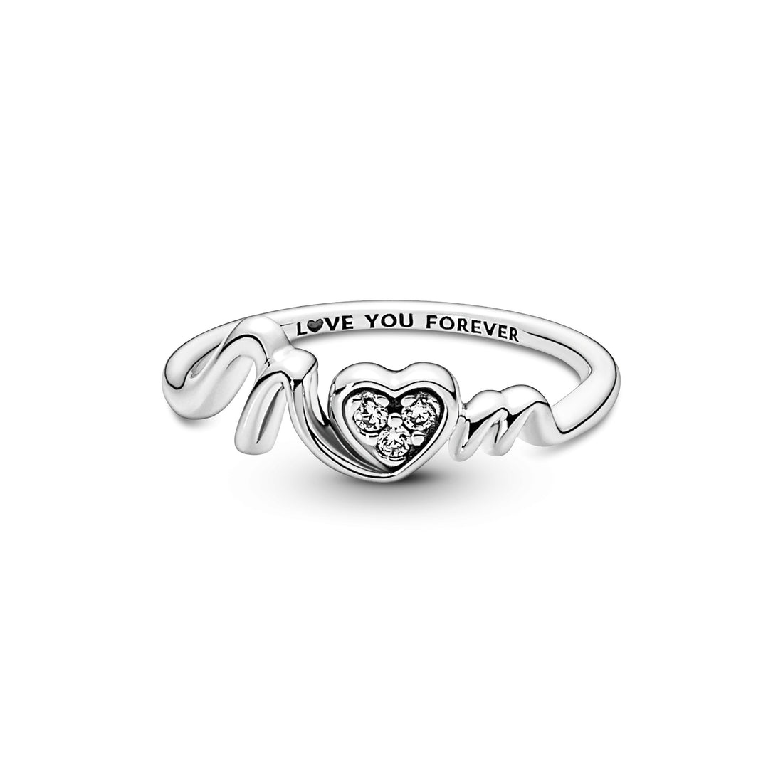 Mom Sterling Silver Ring With Clear Cubic Zirconia