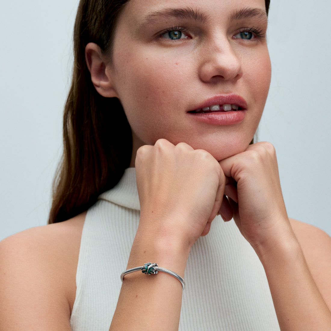 Monstera Leaves Sterling Silver Charm With Holographic Glittery Green Enamel