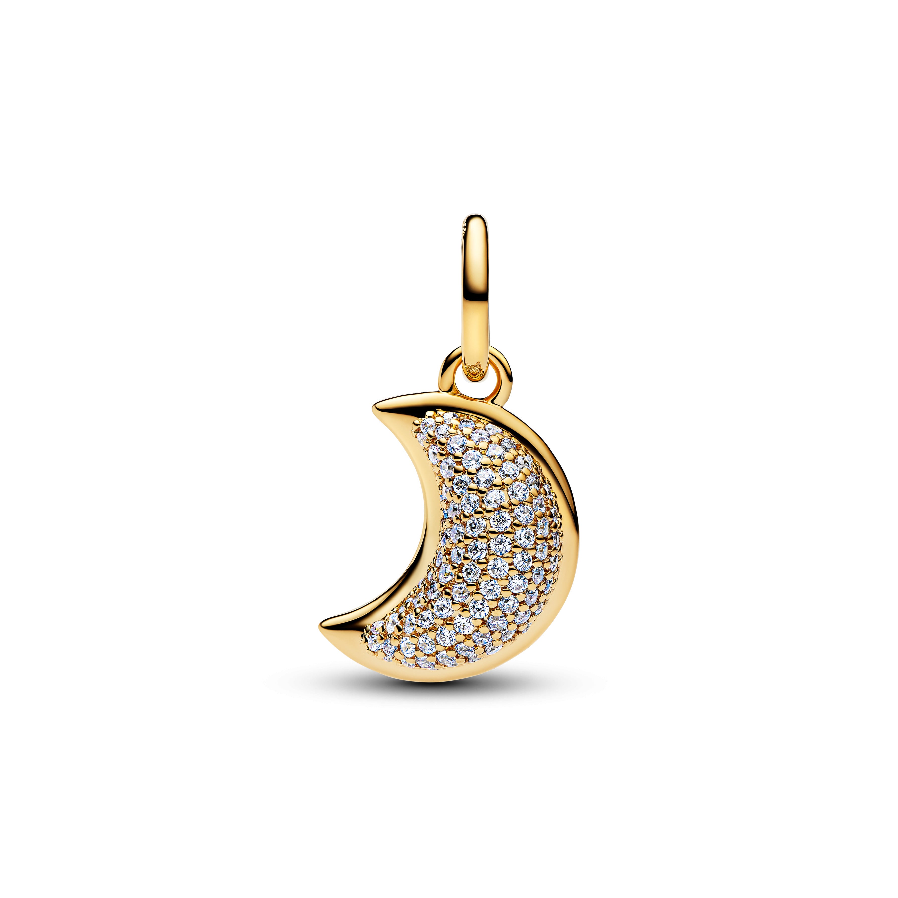 Moon 14K Gold-Plated Dangle With Clear Cubic Zirconia And Frosted Moonstone Resin