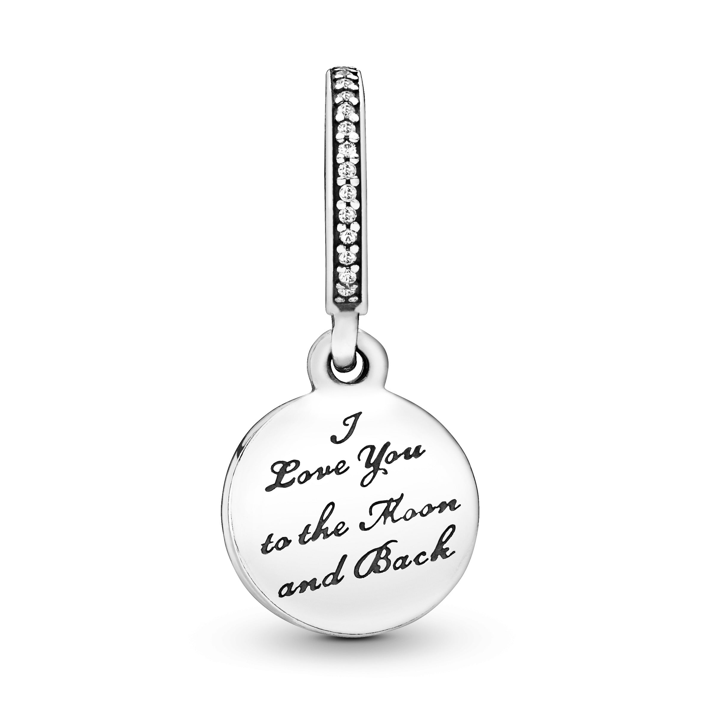 Moon And Star Silver Dangle With Clear Cubic Zirconia And Blue Enamel