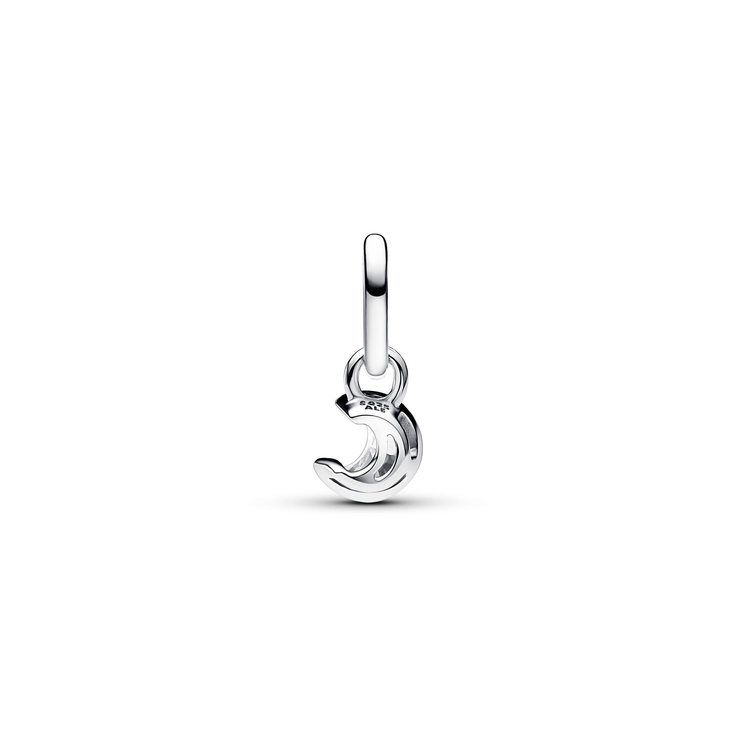 Moon Sterling Silver Mini Dangle With Clear Cubic Zirconia
