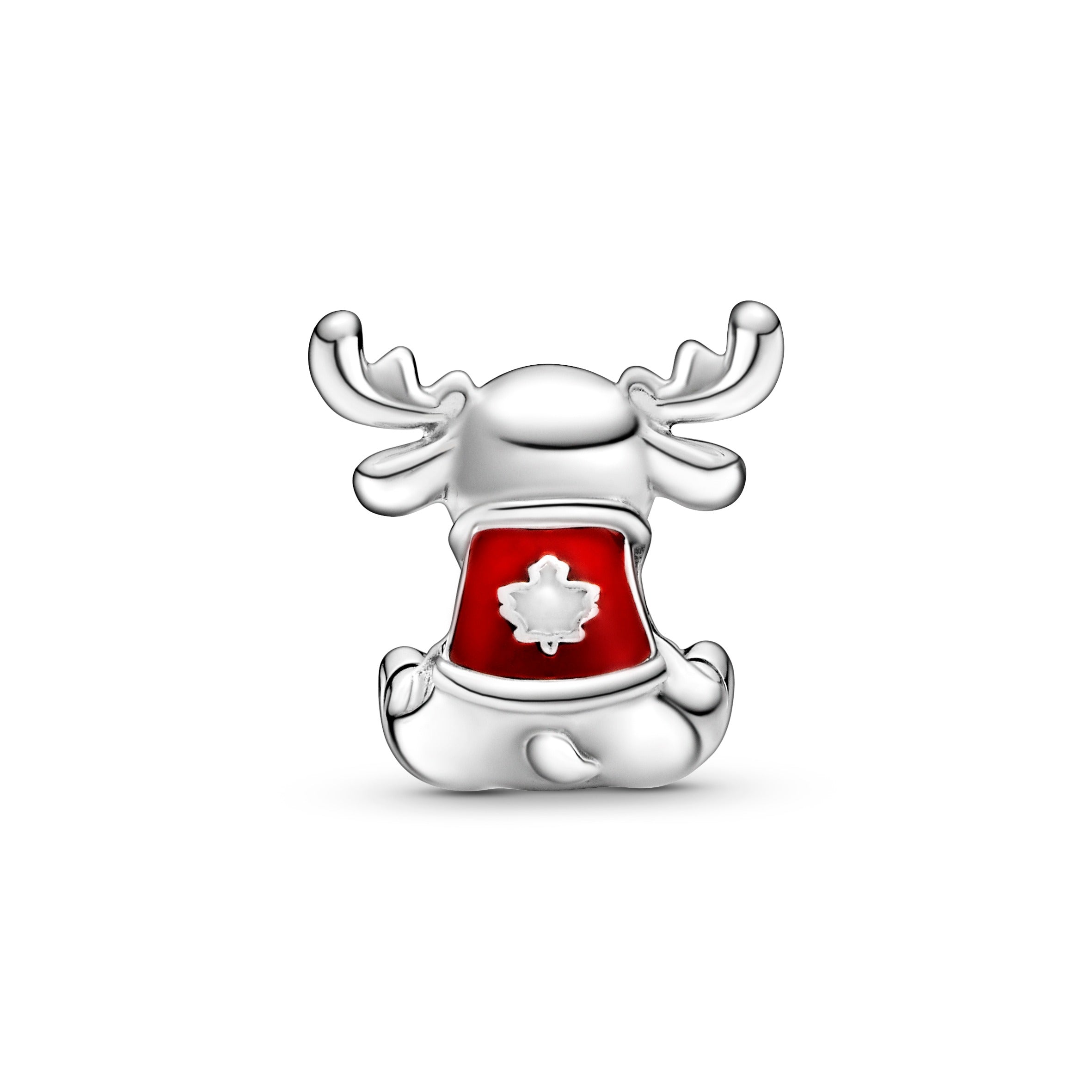 Moose Sterling Silver Charm With Red And White Enamel
