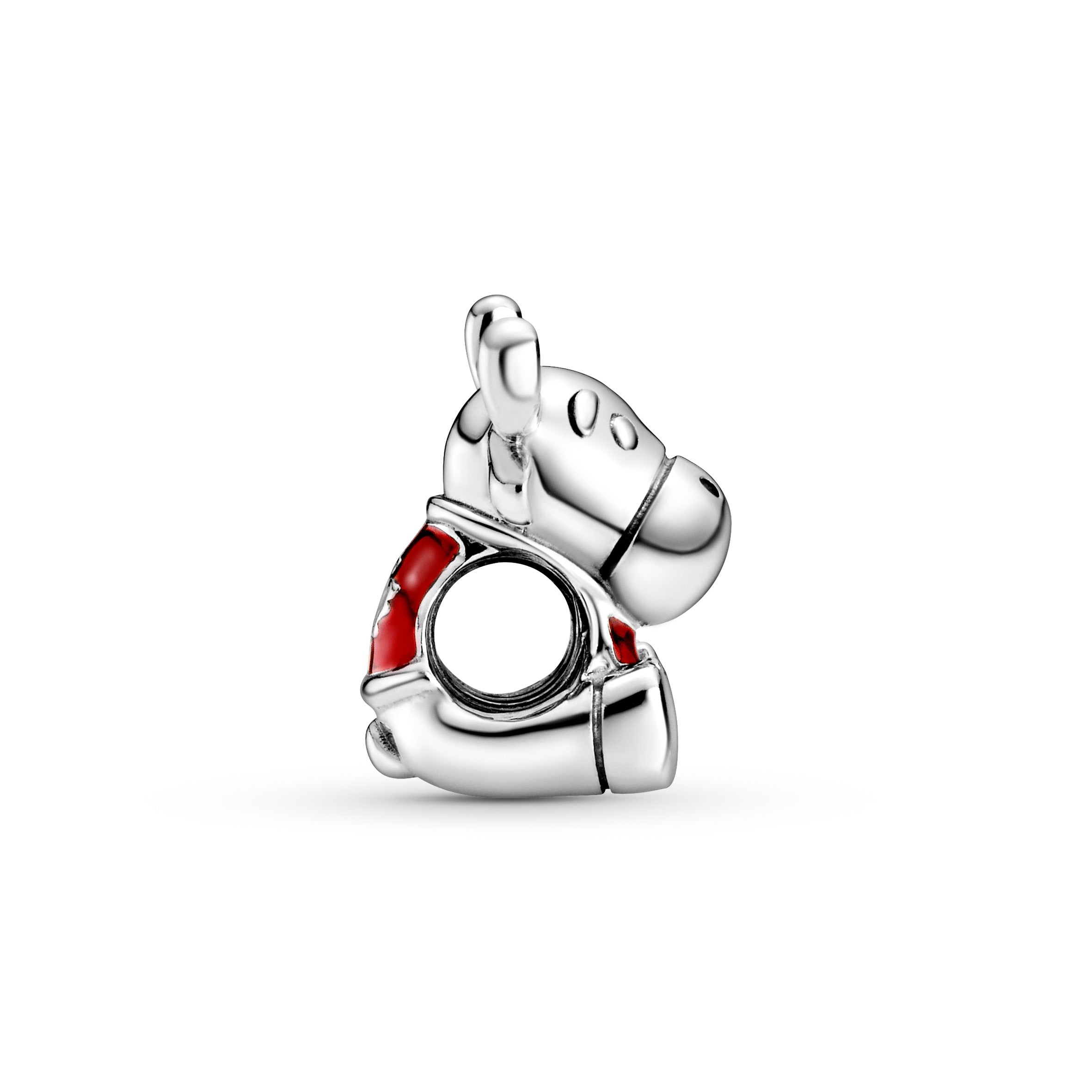 Moose Sterling Silver Charm With Red And White Enamel