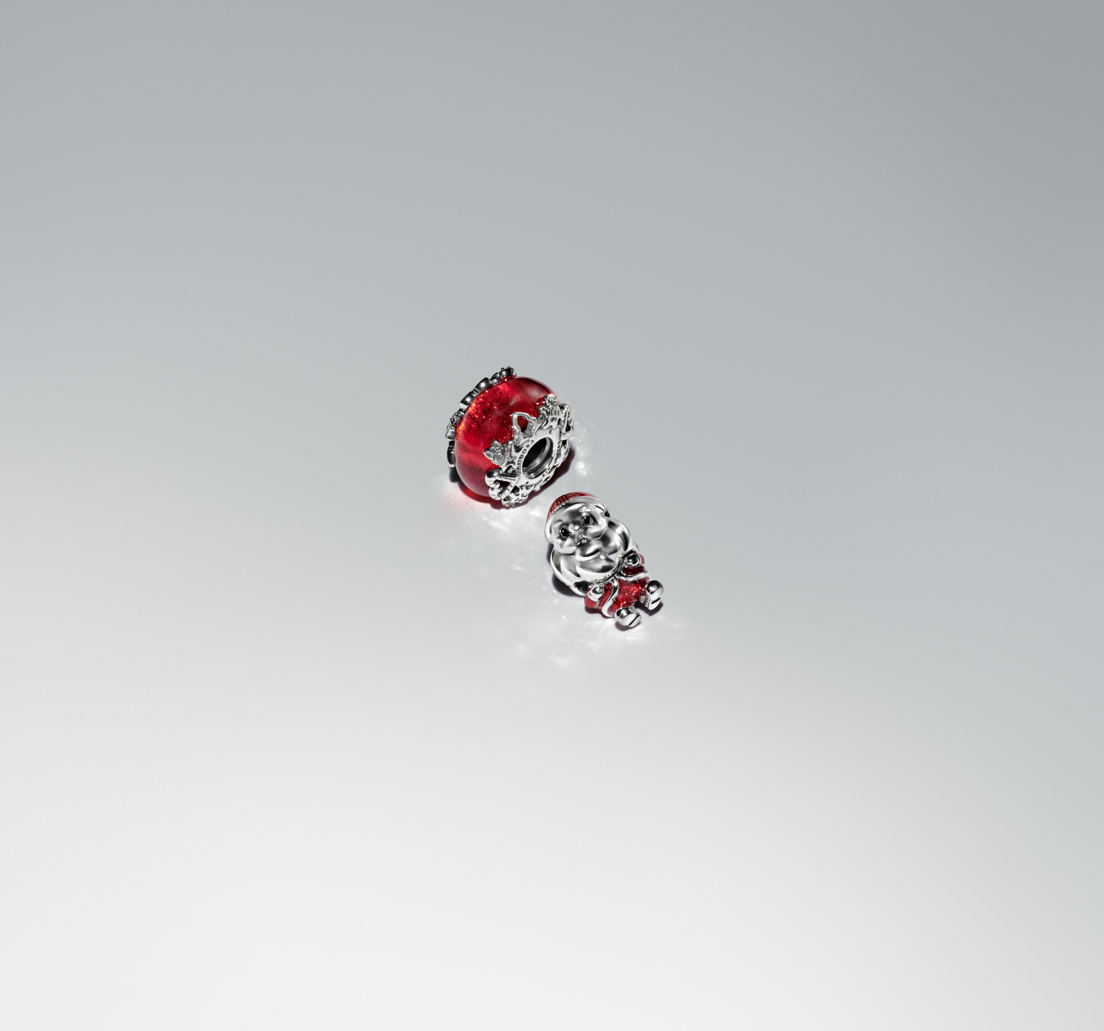 Moveable Santa Claus Sterling Silver Charm With Glittery Red And Black Enamel