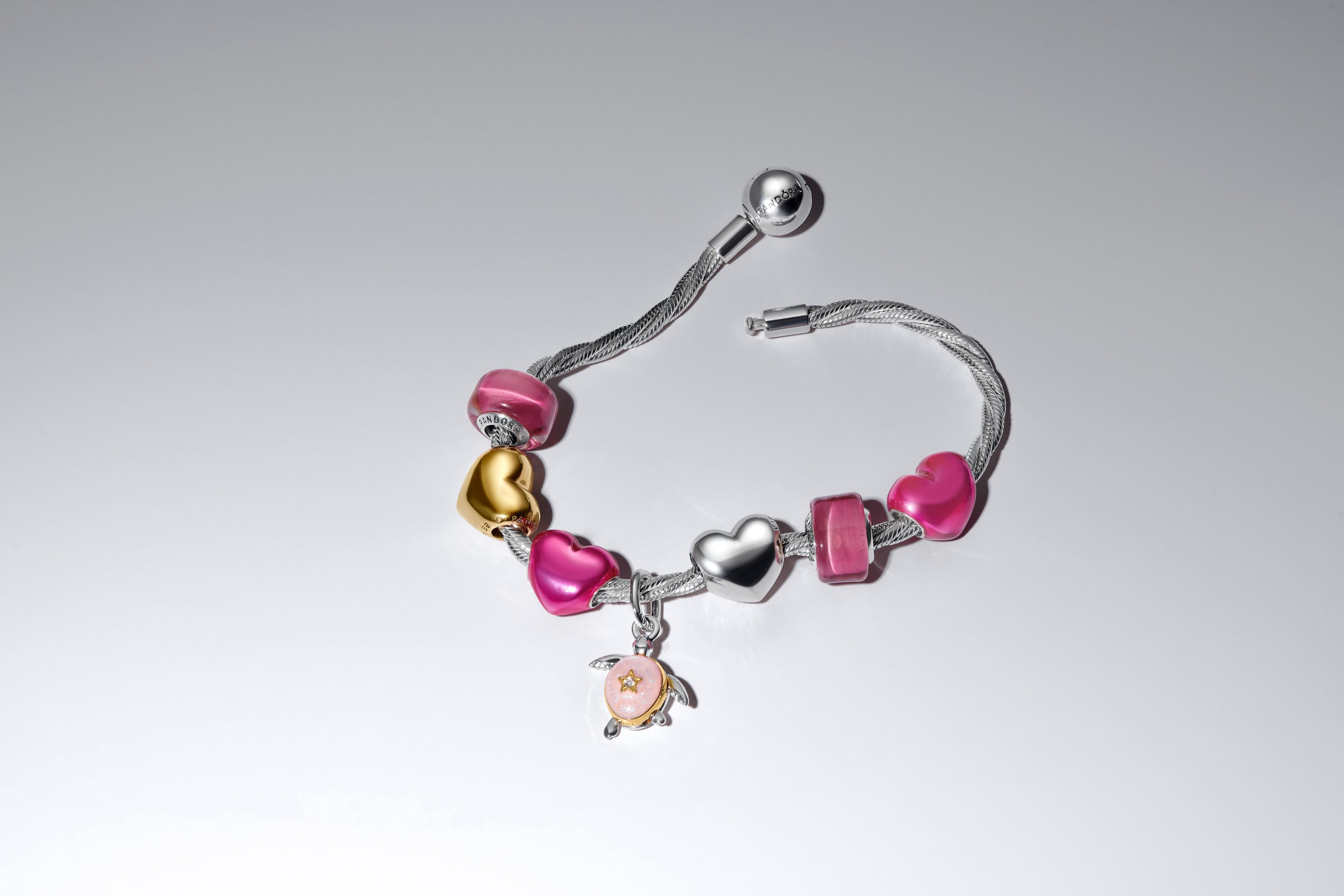 Moveable Turtle Sterling Silver And 14K Gold-Plated Dangle With 0.007 Ct Tw G-I Vs+ Round Brilliant Very Good Cut Lab-Grown Diamond And Pink
