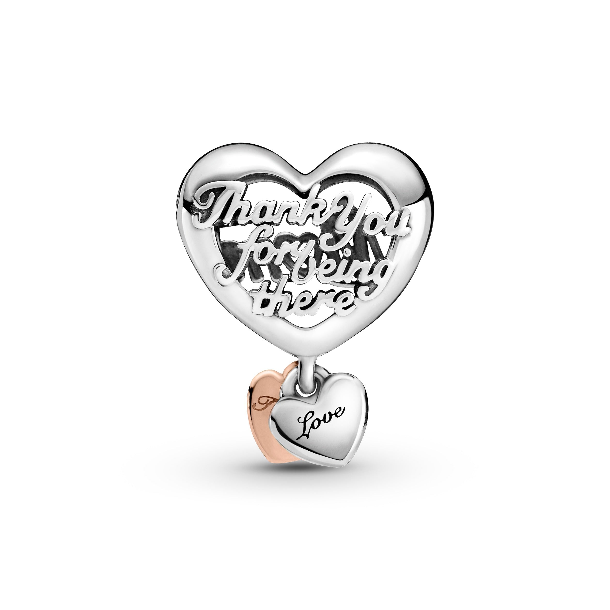 Mum And Heart Sterling Silver And 14K Rose Gold-Plated Charm