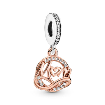 Mum And Infinity 14K Rose Gold-Plated And Sterling Silver Dangle With Clear Cubic Zirconia
