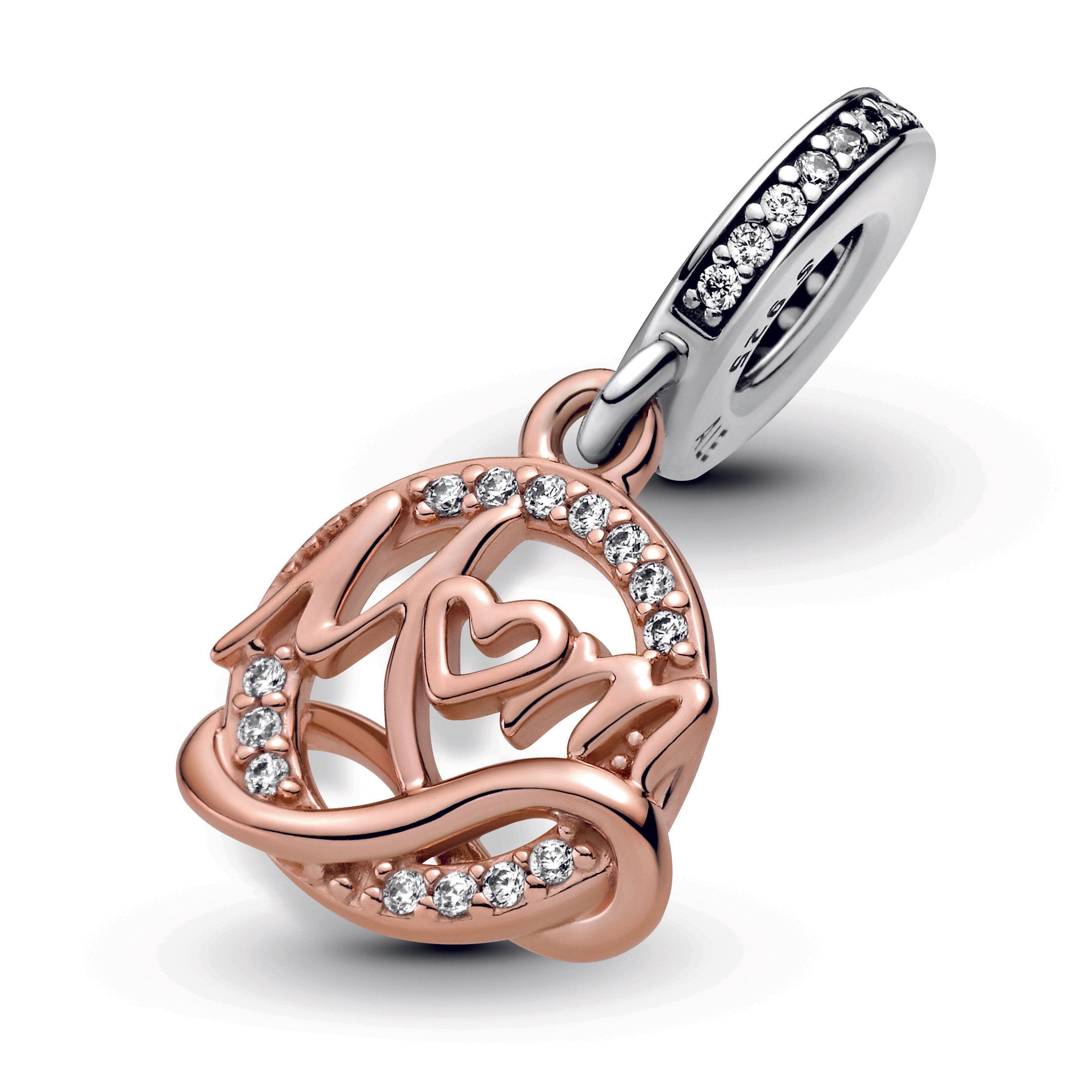 Mum And Infinity 14K Rose Gold-Plated And Sterling Silver Dangle With Clear Cubic Zirconia