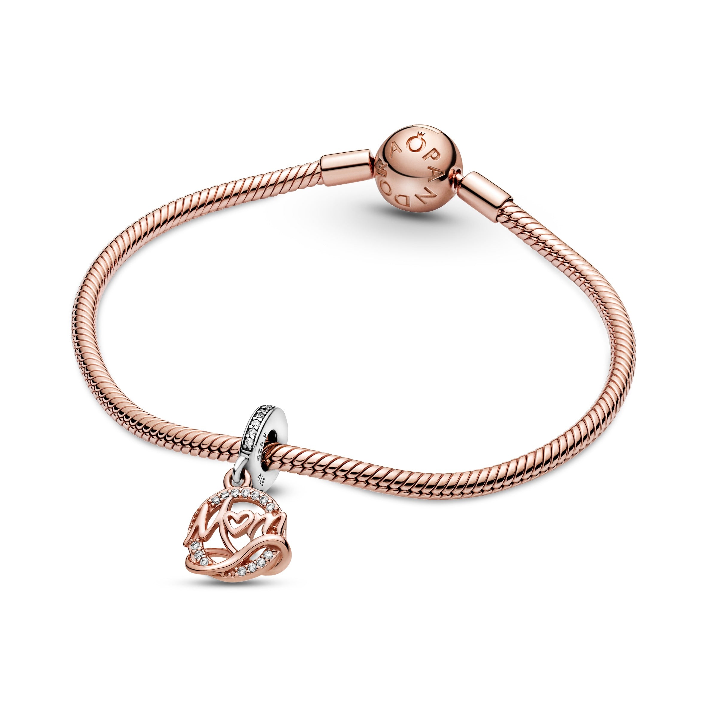 Mum And Infinity 14K Rose Gold-Plated And Sterling Silver Dangle With Clear Cubic Zirconia