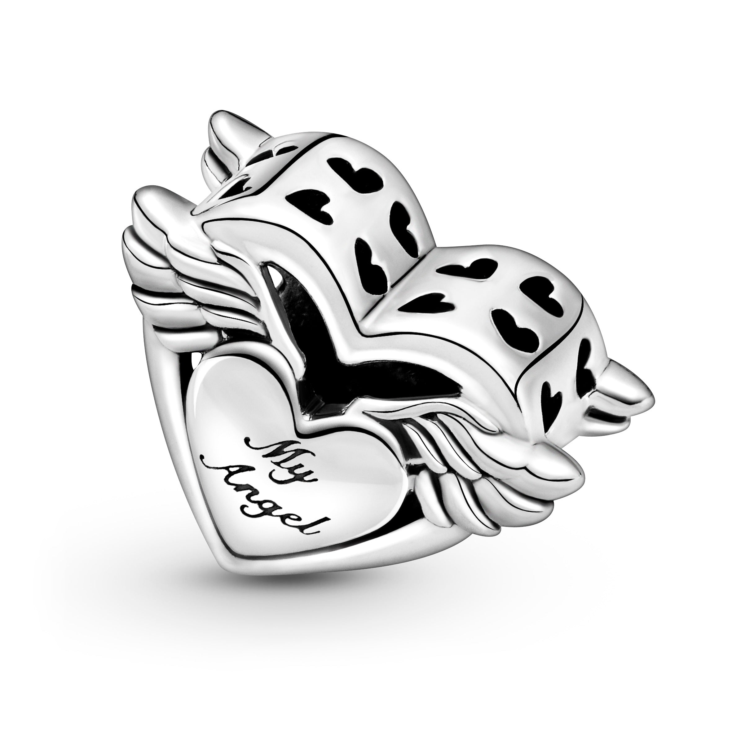 Mum Heart With Wings Sterling Silver Charm