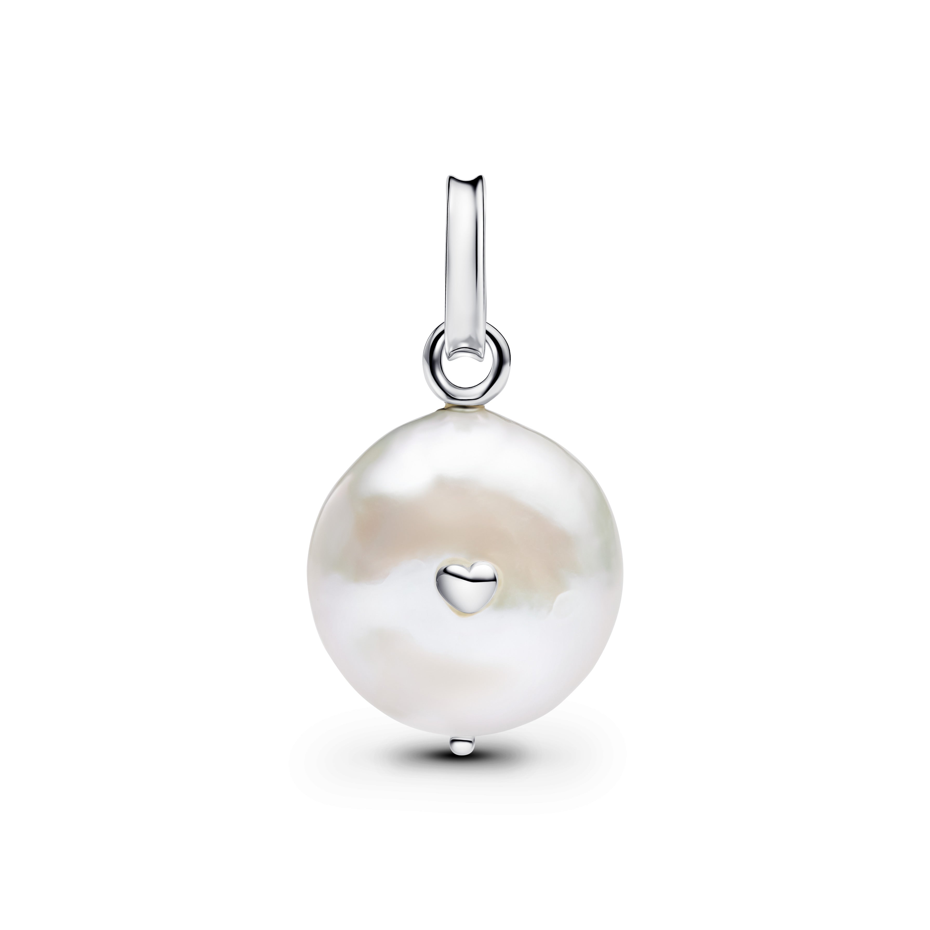 Mum Sterling Silver Dangle With White Treated Freshwater Cultured Baroque Pearl And Clear Cubic Zirconia
