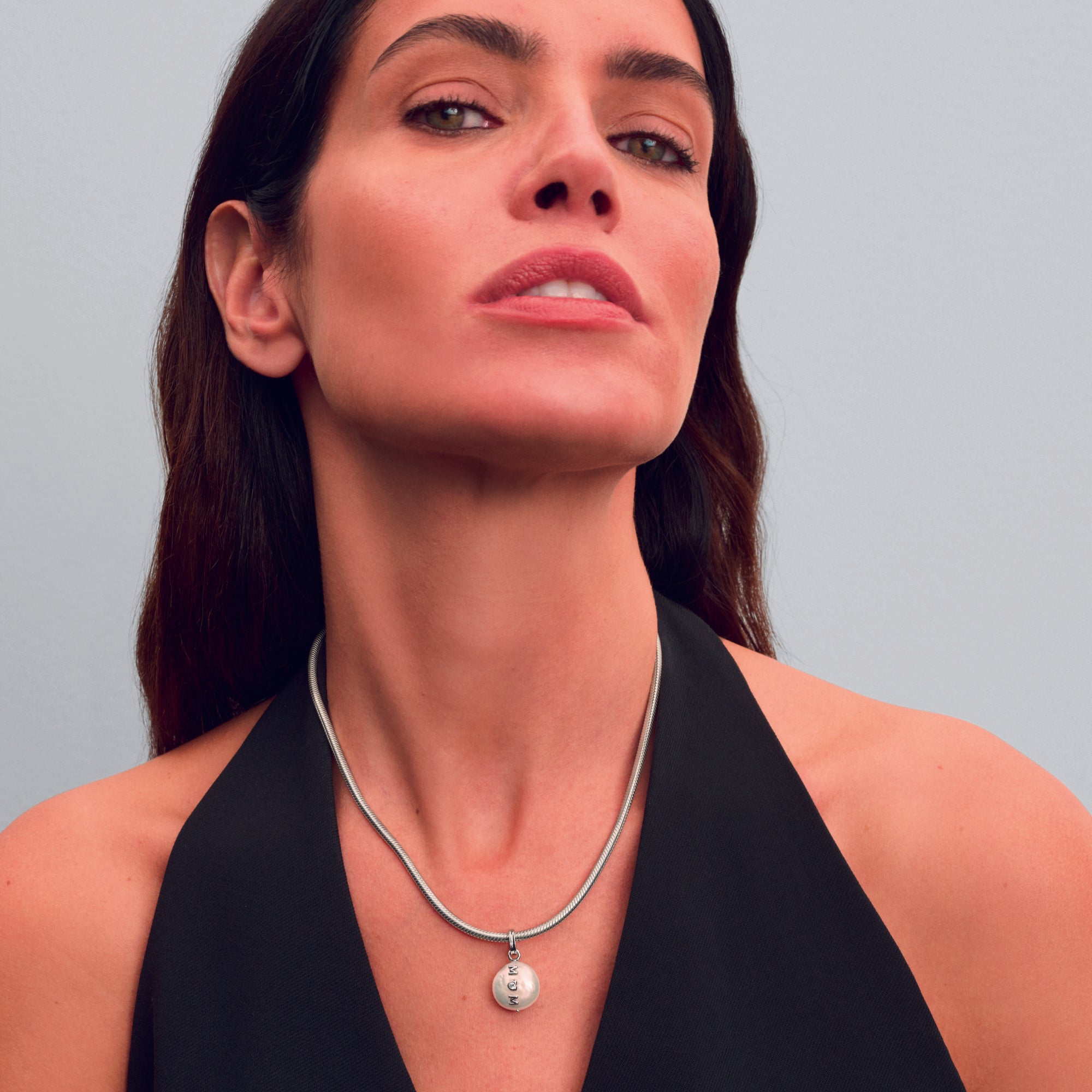 Mum Sterling Silver Dangle With White Treated Freshwater Cultured Baroque Pearl And Clear Cubic Zirconia