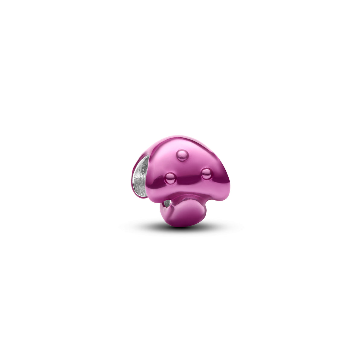 Mushroom Sterling Silver Mini Charm With Pink Enamel