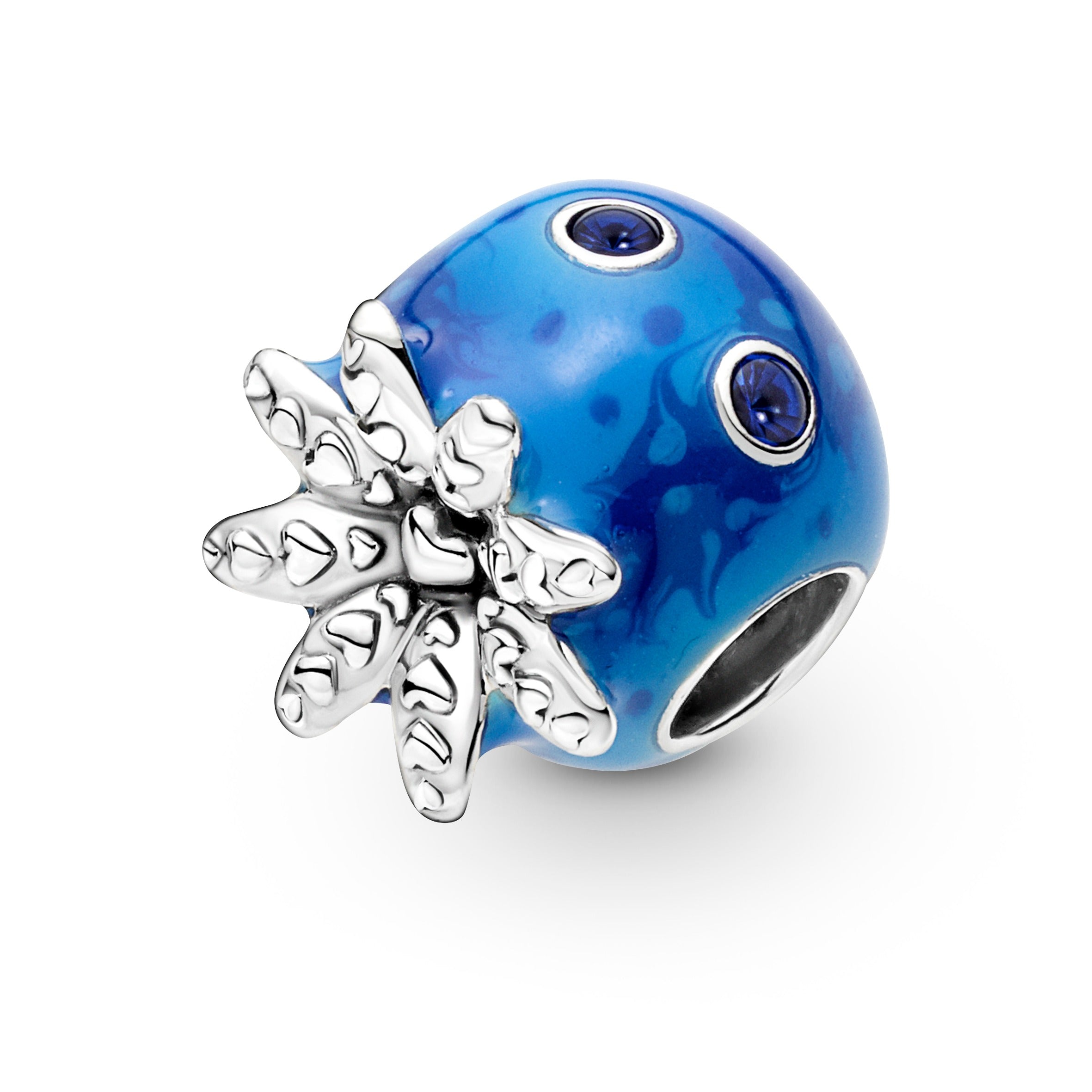 Octopus Sterling Silver Charm With True Blue Crystal And Blue Enamel
