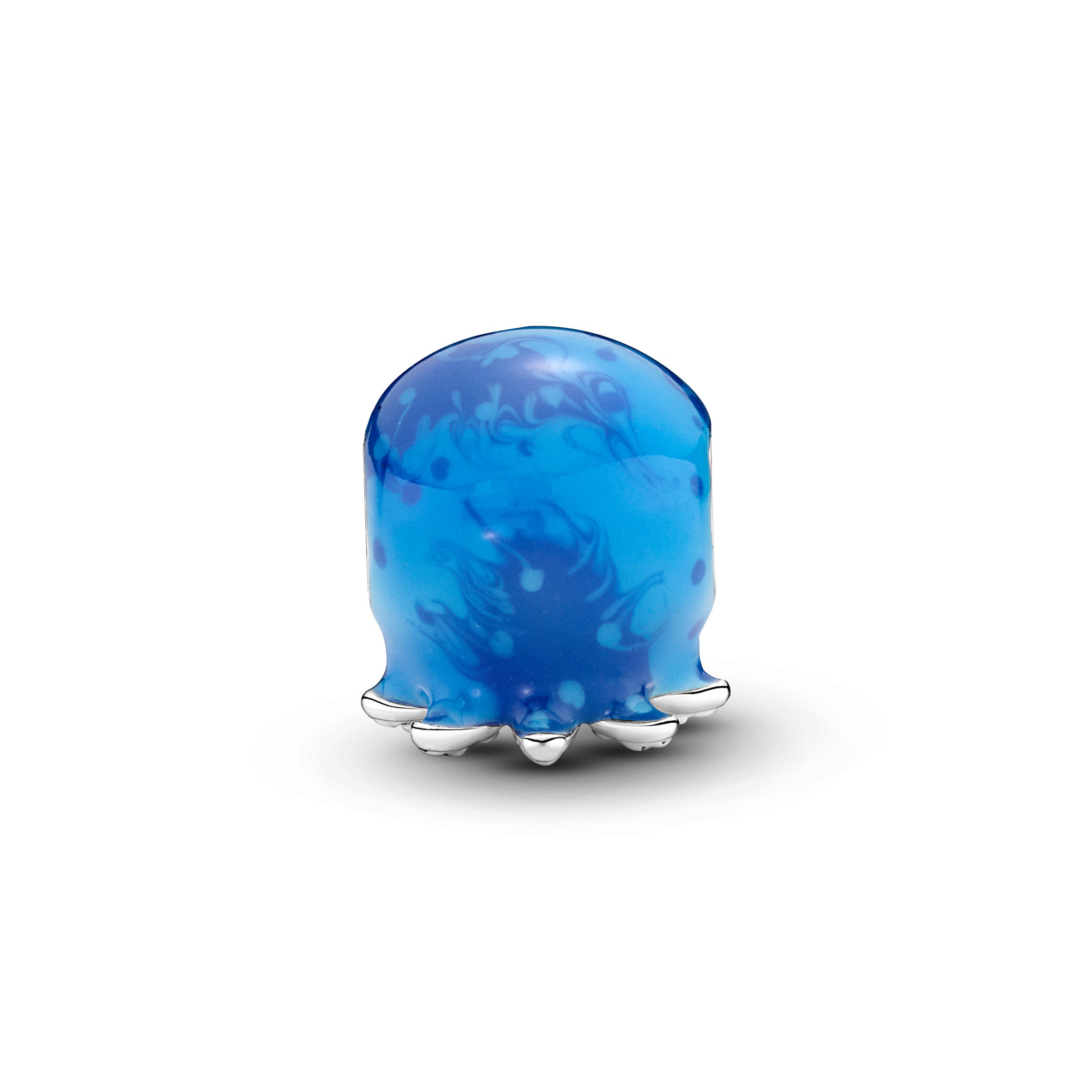 Octopus Sterling Silver Charm With True Blue Crystal And Blue Enamel