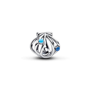 Openwork Shell Sterling Silver Charm With Blue Enamel