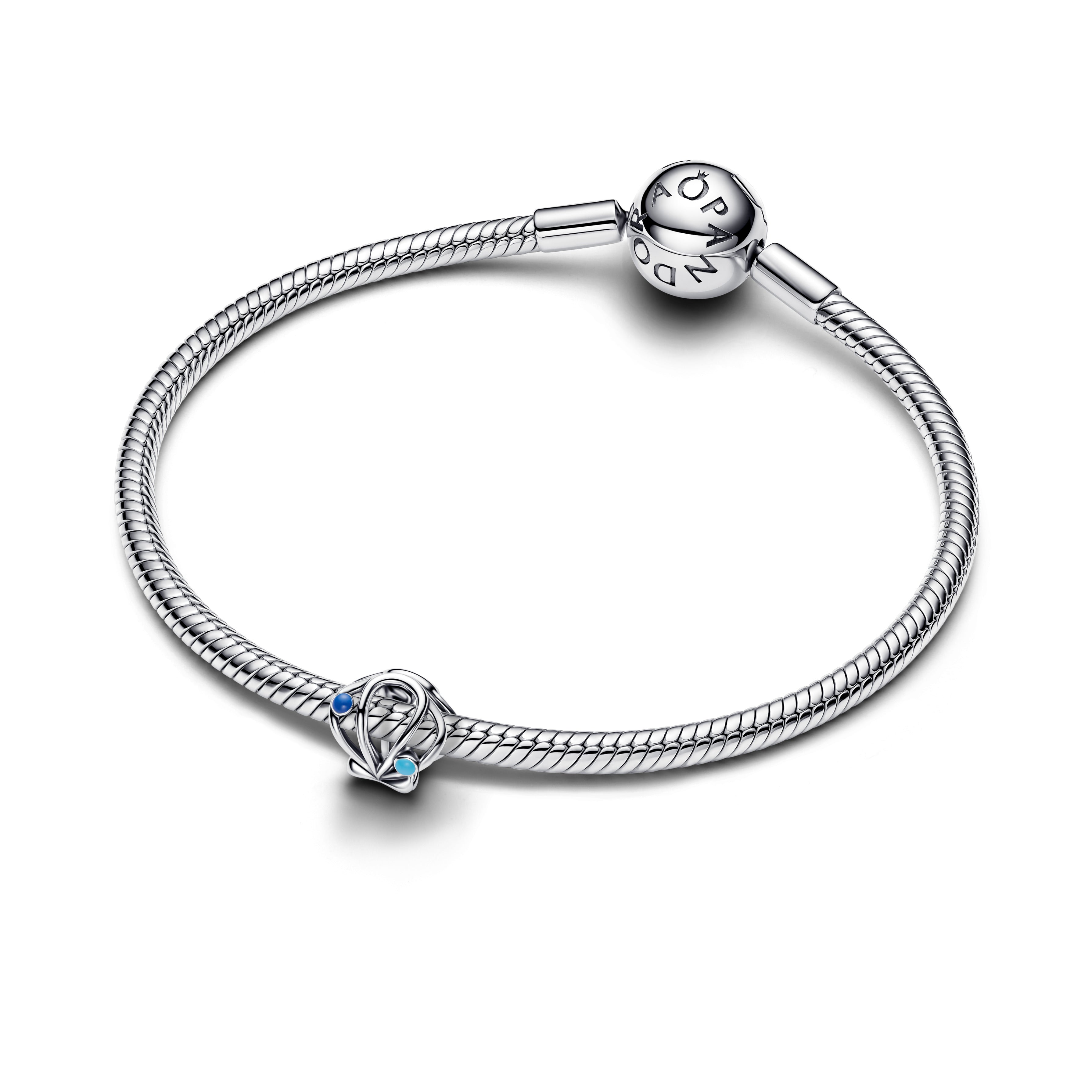 Openwork Shell Sterling Silver Charm With Blue Enamel