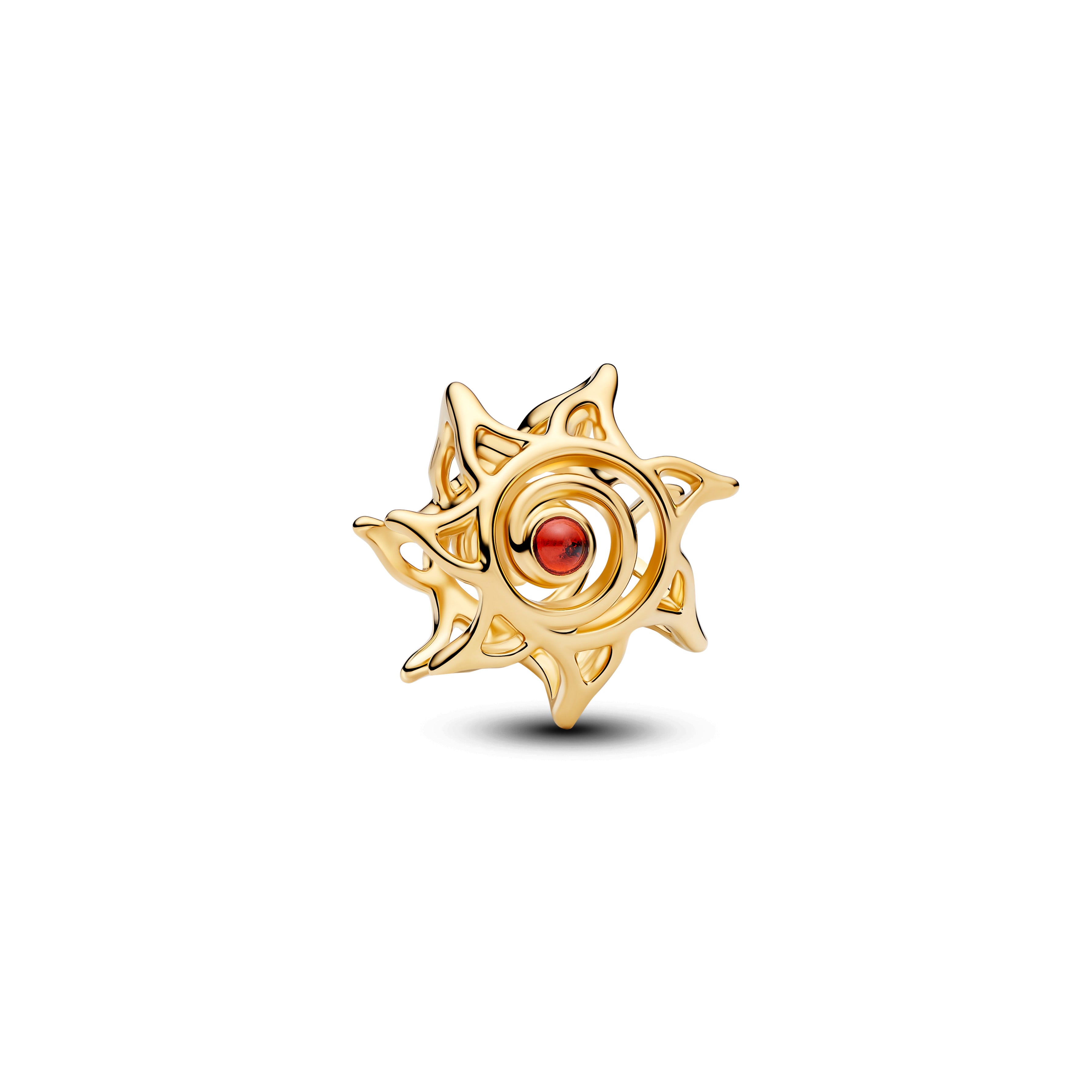 Openwork Sun 14K Gold-Plated Charm With Burnt Orange Crystal
